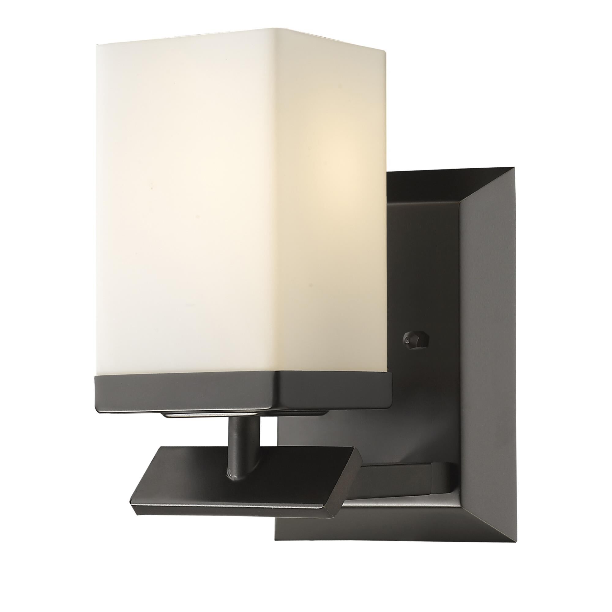 Shown in Oil Rubbed Bronze finish and White glass and White Rectangular Glass s shade