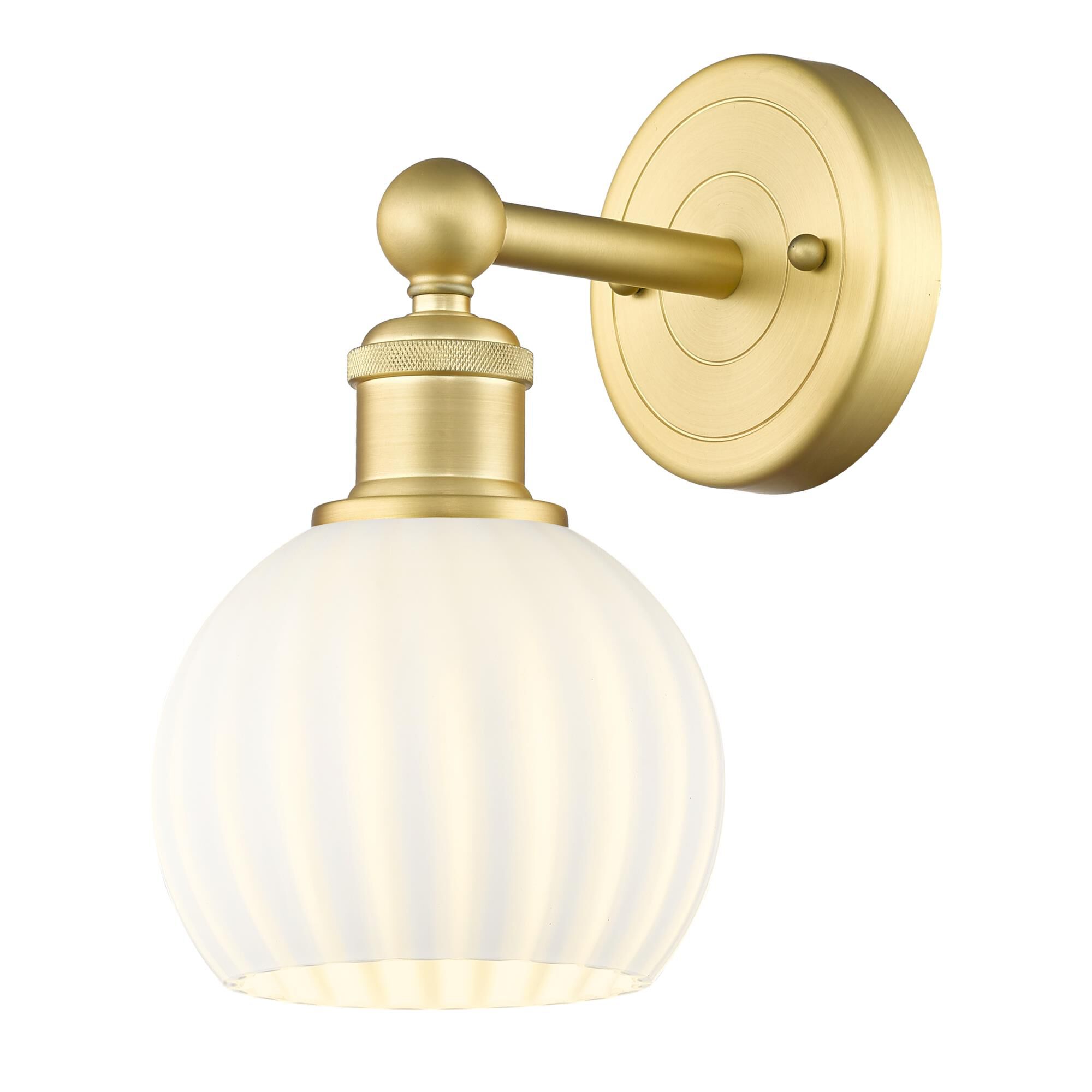 Shown in Satin Gold finish and White Venetian glass