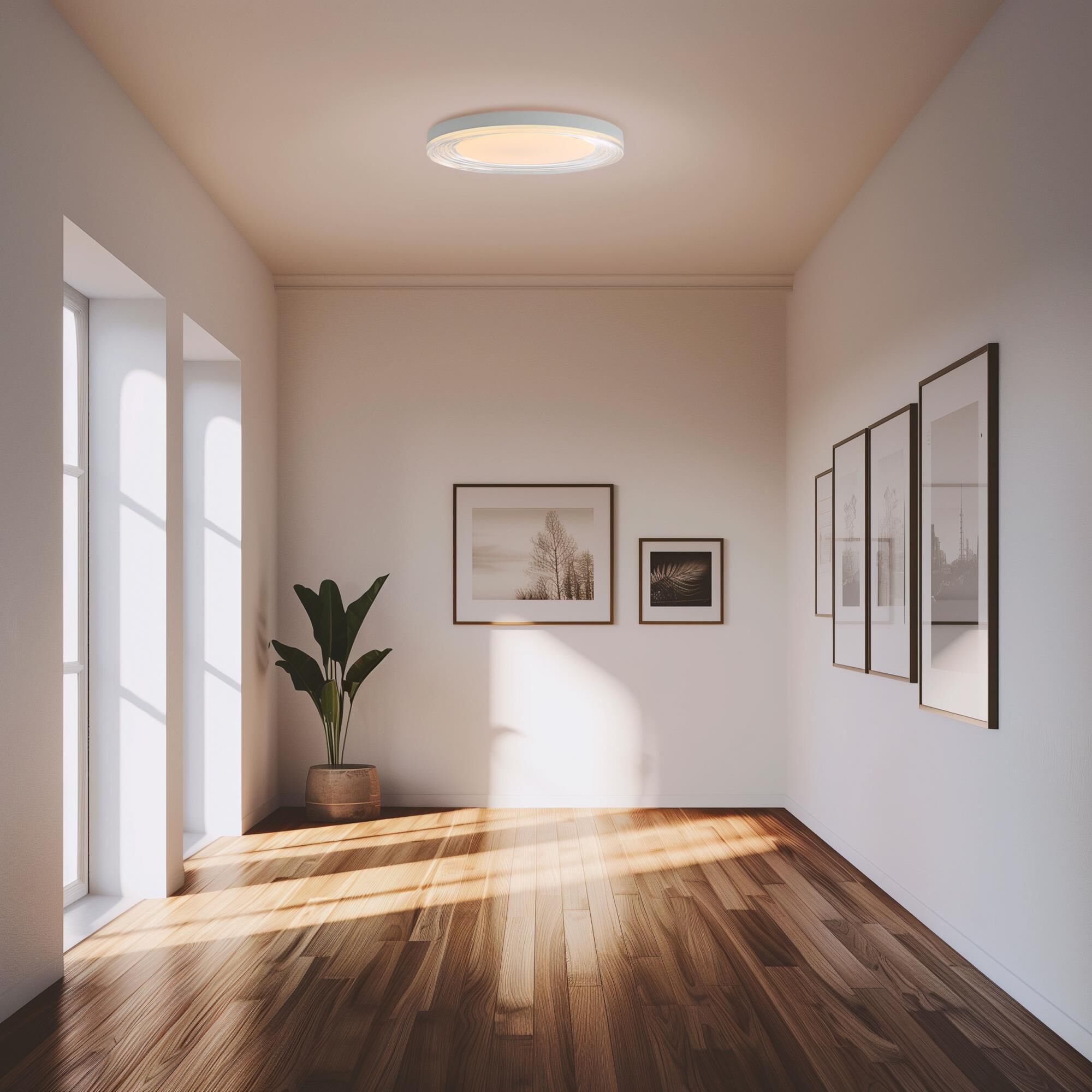 Shown in Sand White finish and Clear shade