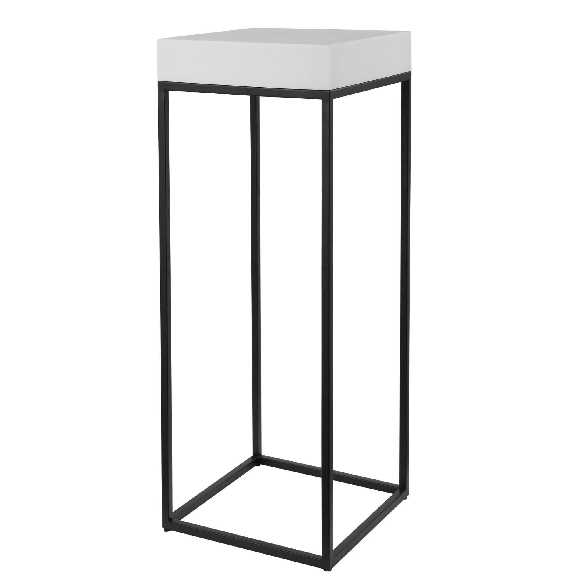 Shown in This Modern Plant Stand Combines A White Marble Look, Atop A Simple Steel Base Finished In Aged Blac finish