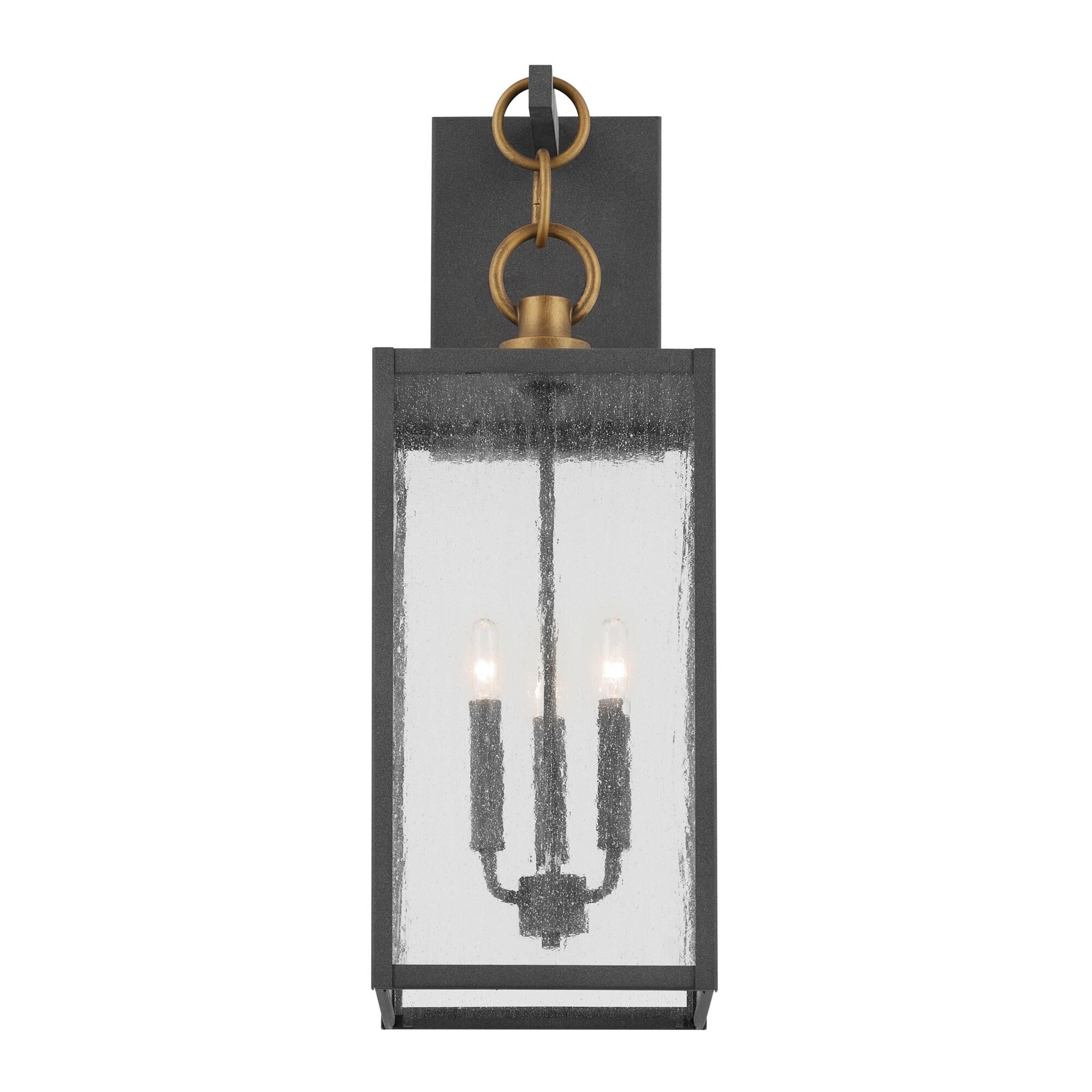 Shown in Weathered Zinc finish and Clear Seeded glass