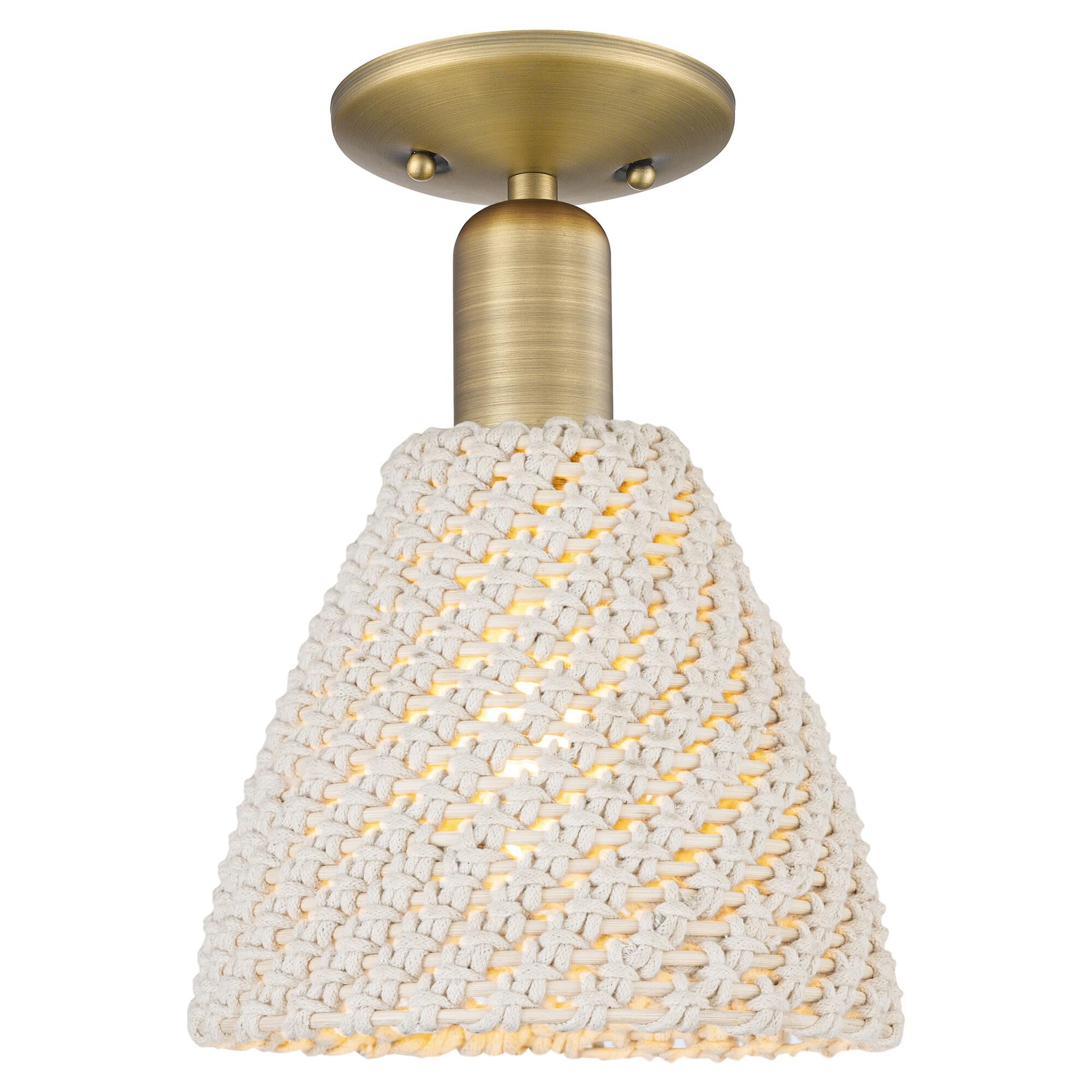 Shown in Brushed Brass finish and Natural shade