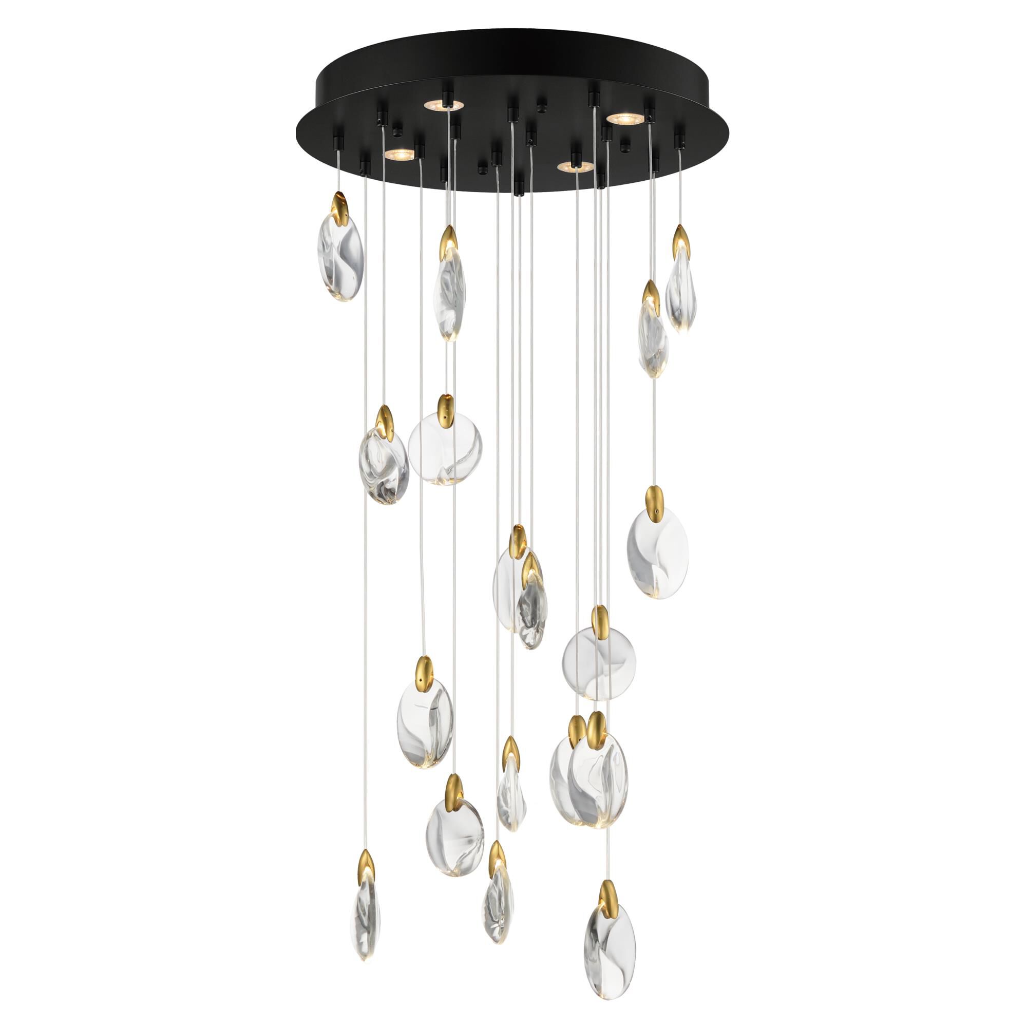 Shown in Black and Polished Gold finish and Clear Crystal glass