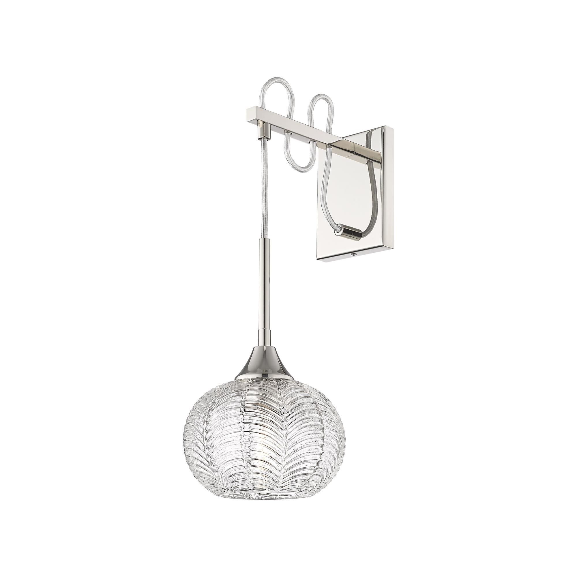 Shown in Polished Nickel finish and Clear shade