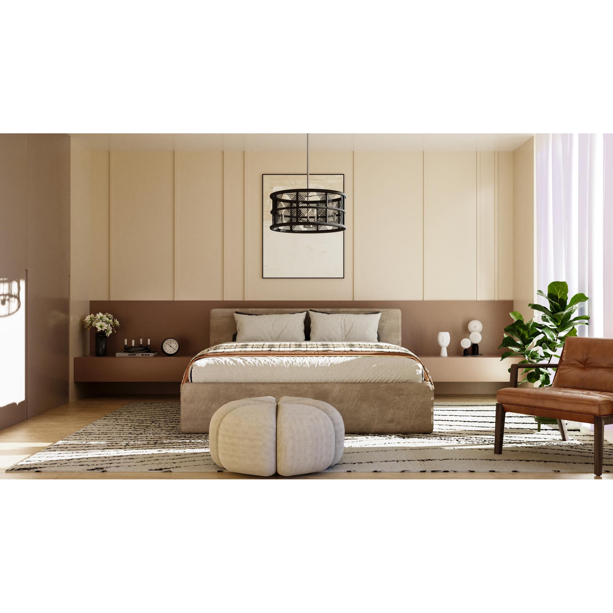 Shown in Antique Nickel finish and Black Rope shade