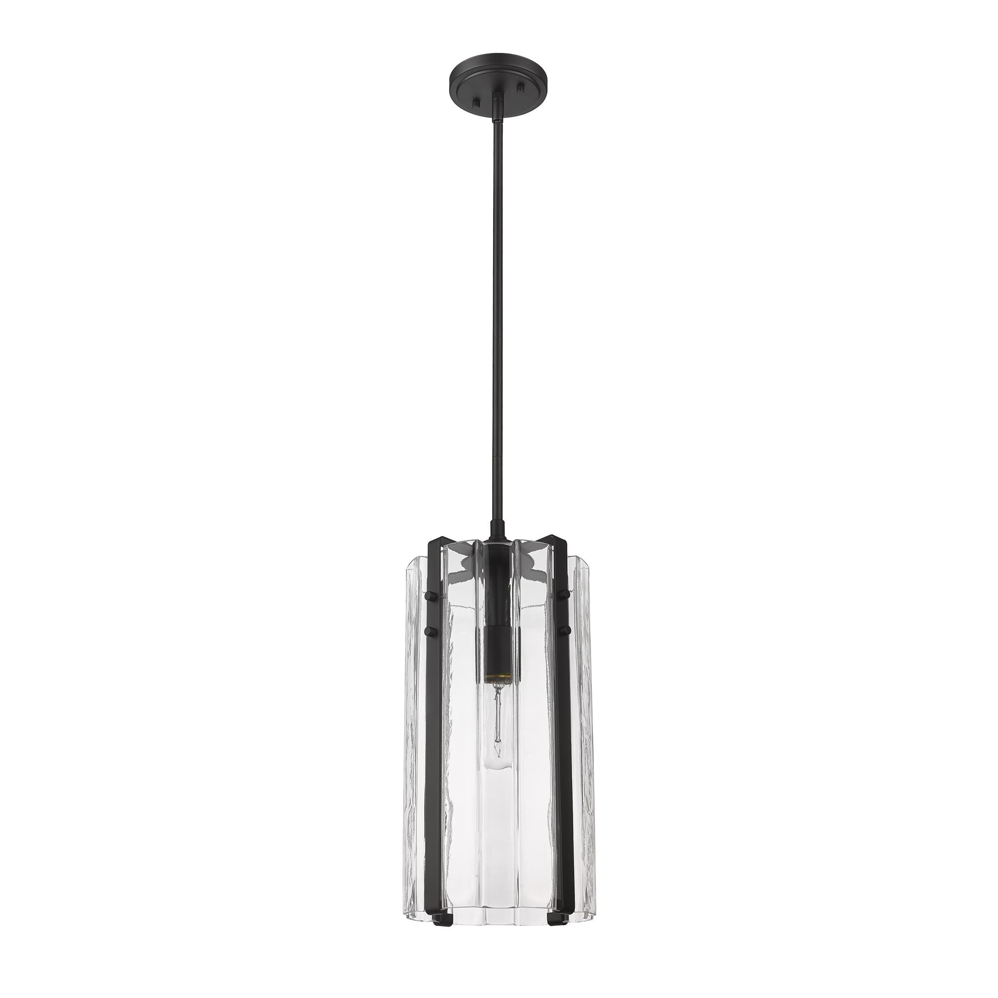Shown in Matte Black finish and Clear glass and Clear shade