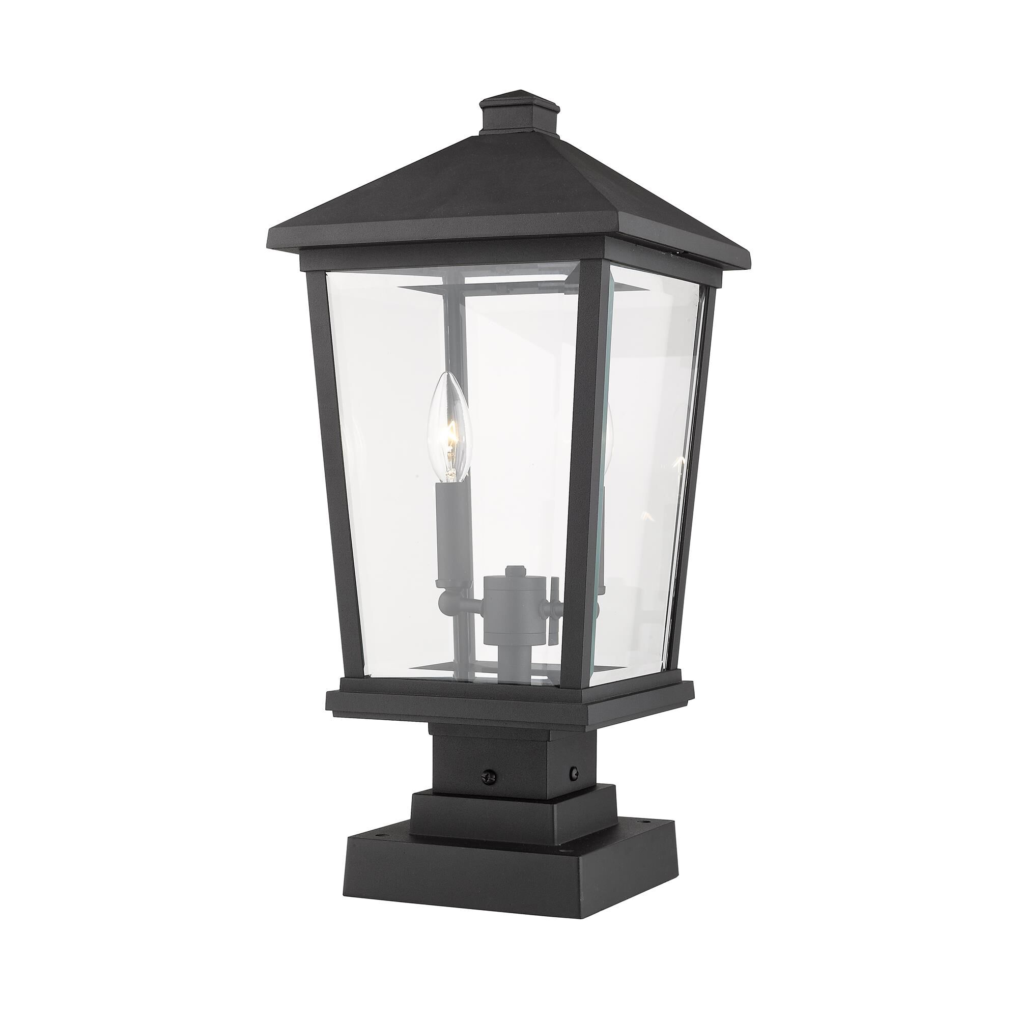 Shown in Black finish and Glass shade