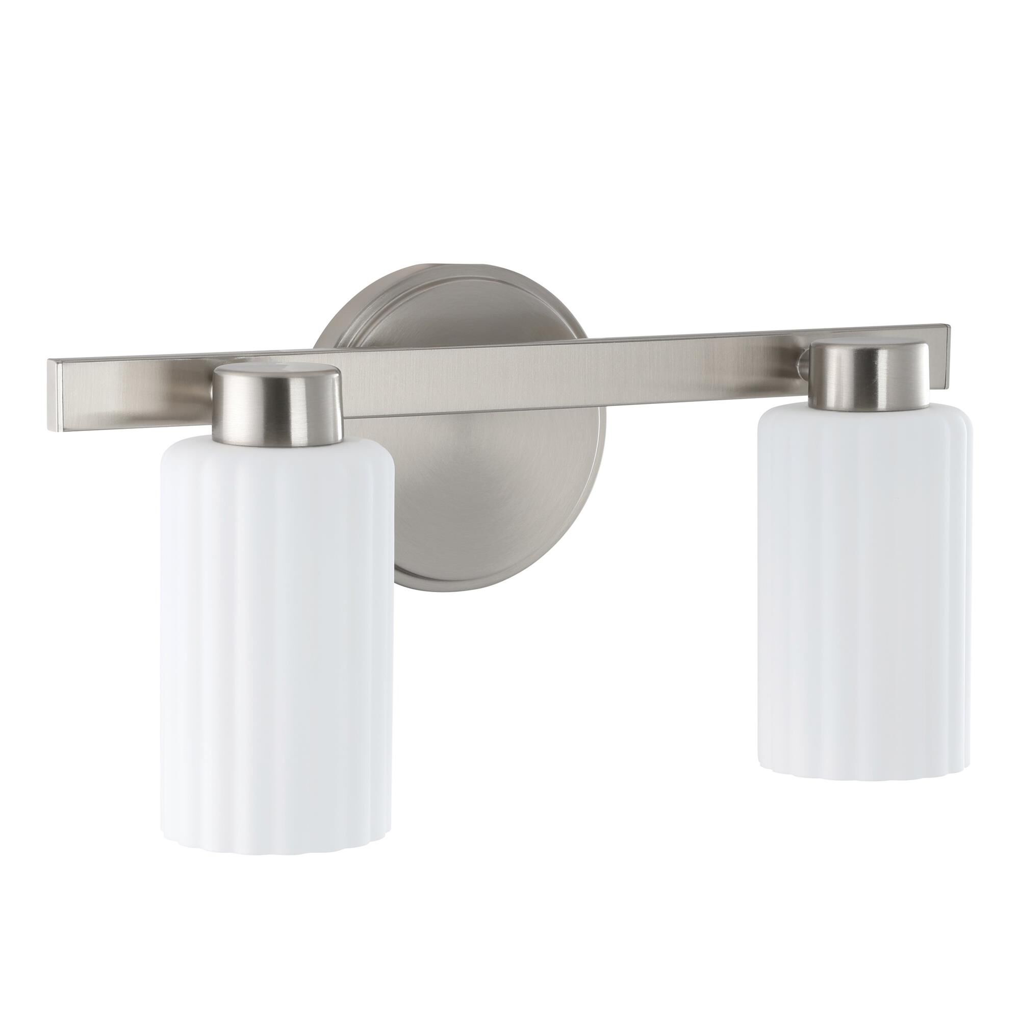 Shown in Brushed Nickel finish and Etched Opal Ribbed glass