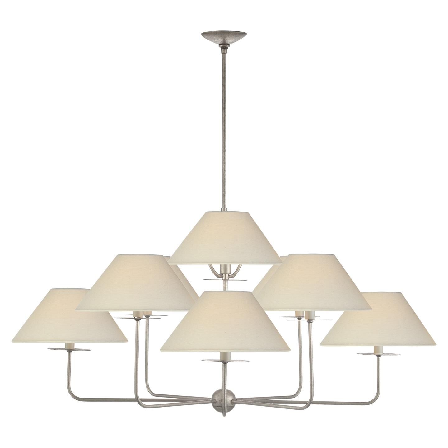 Shown in Burnished Silver Leaf finish and Linen shade