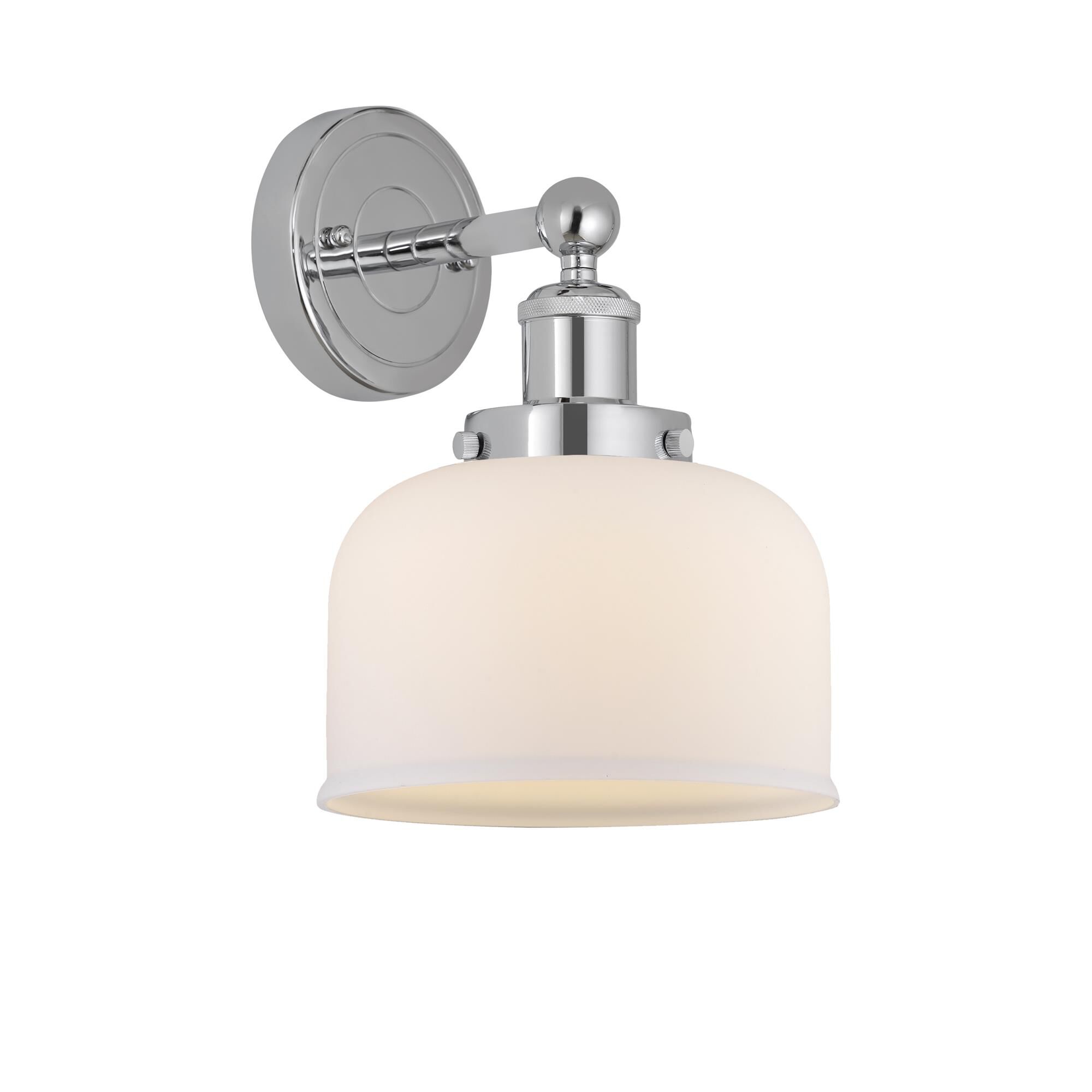 Shown in Polished Chrome, Matte White finish and Matte White glass and Matte White Glass shade