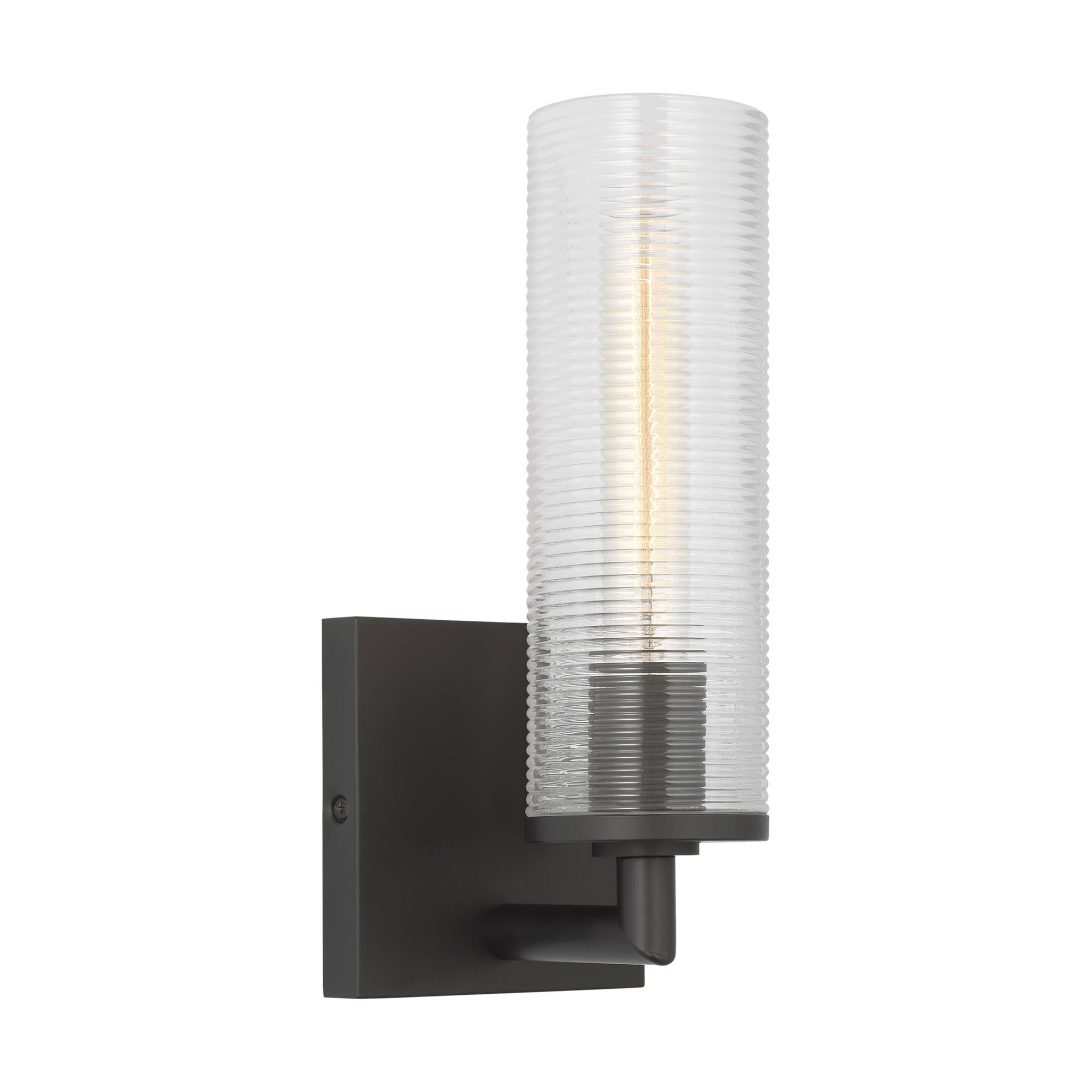 Shown in Midnight Black finish and Clear Ribbed glass