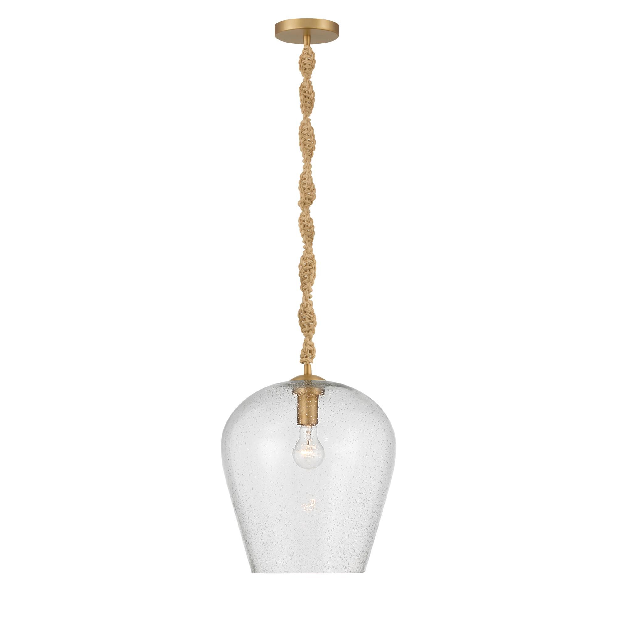 Shown in Legacy Brass finish and Clear Seeded glass