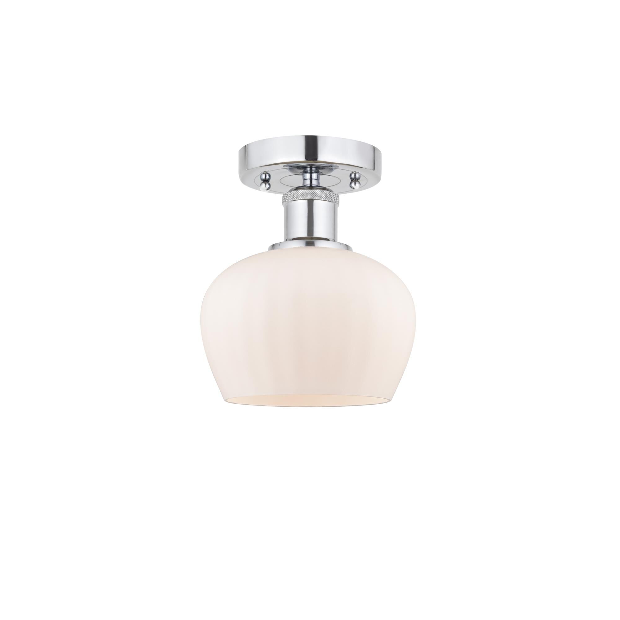 Shown in Polished Chrome, Matte White finish and Matte White glass and Matte White Glass shade