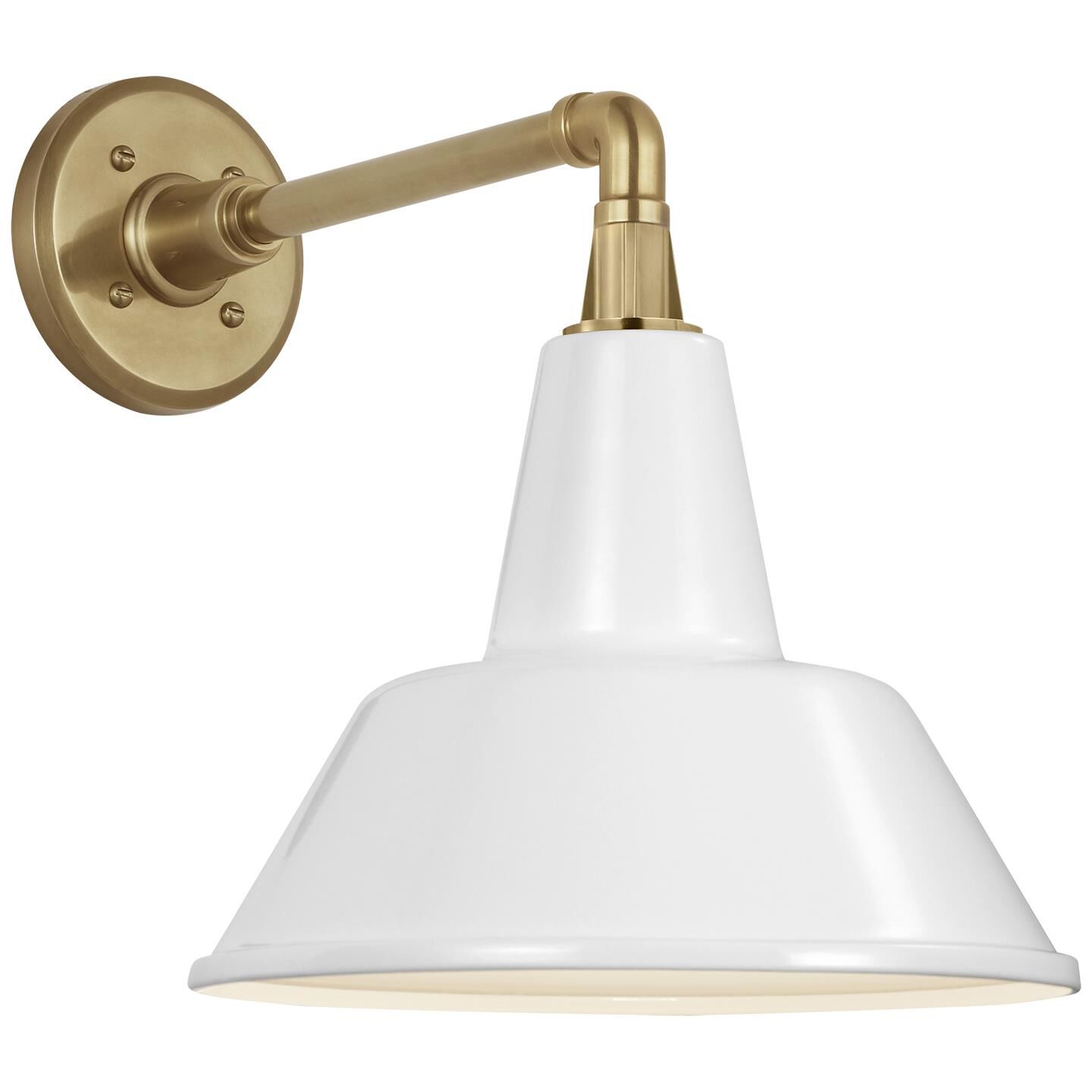 Shown in Hand-Rubbed Antique Brass finish and White Bowers shade