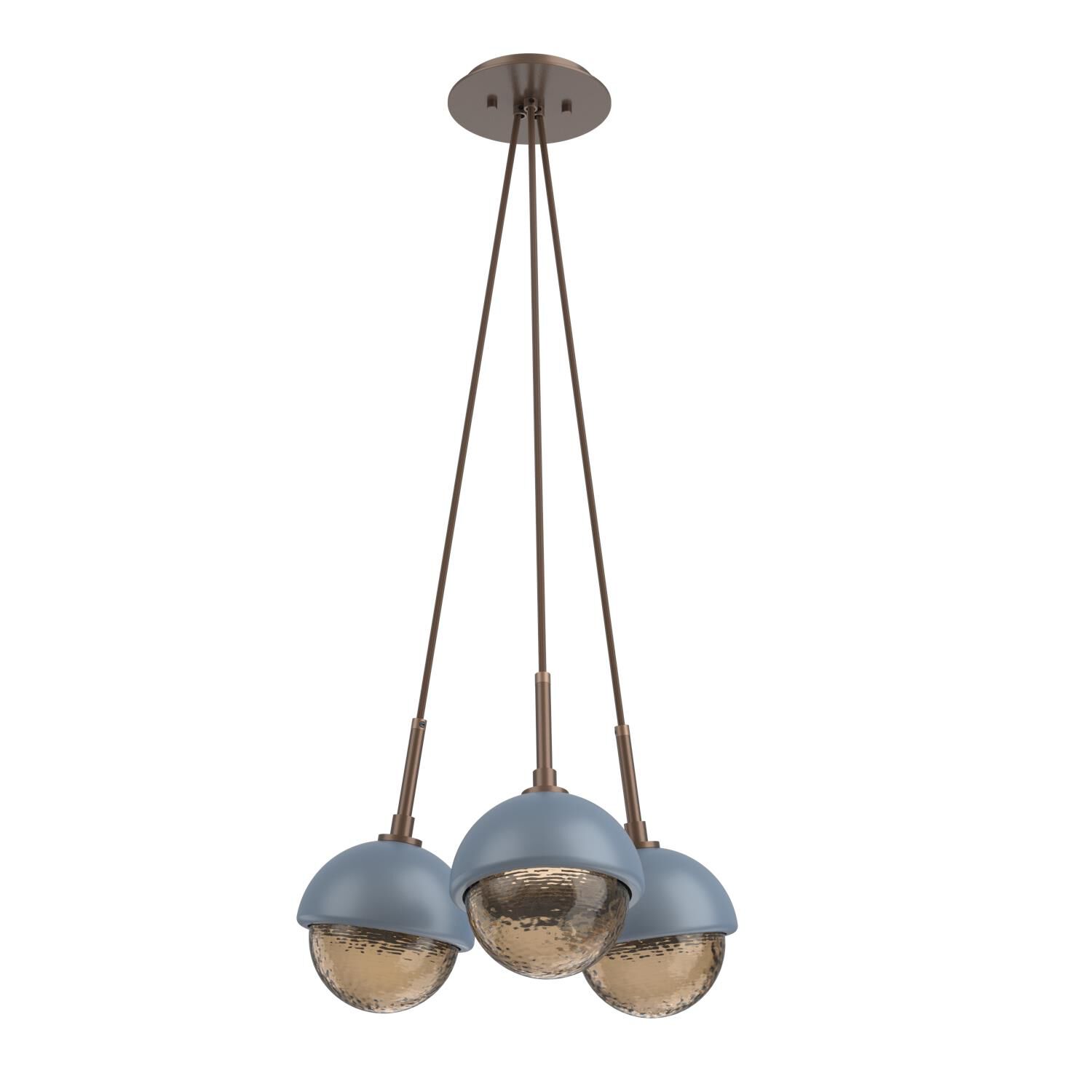Shown in Burnished Bronze finish and Bronze glass and Poppy Blue accent