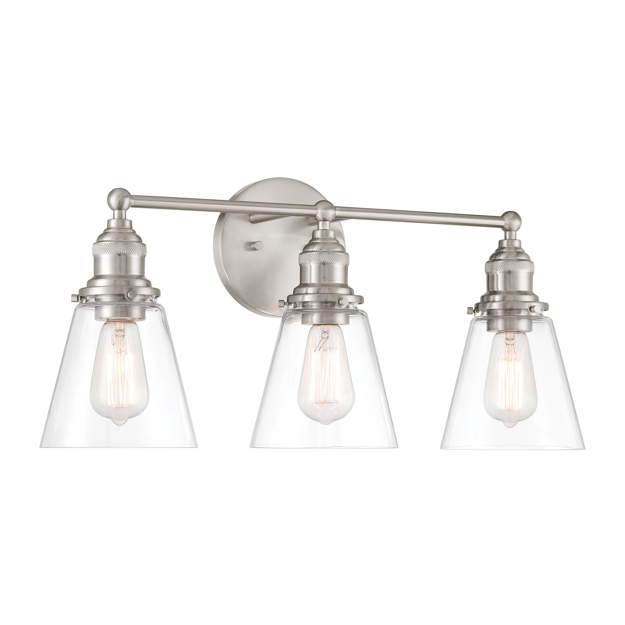Shown in Brushed Nickel finish and Clear glass