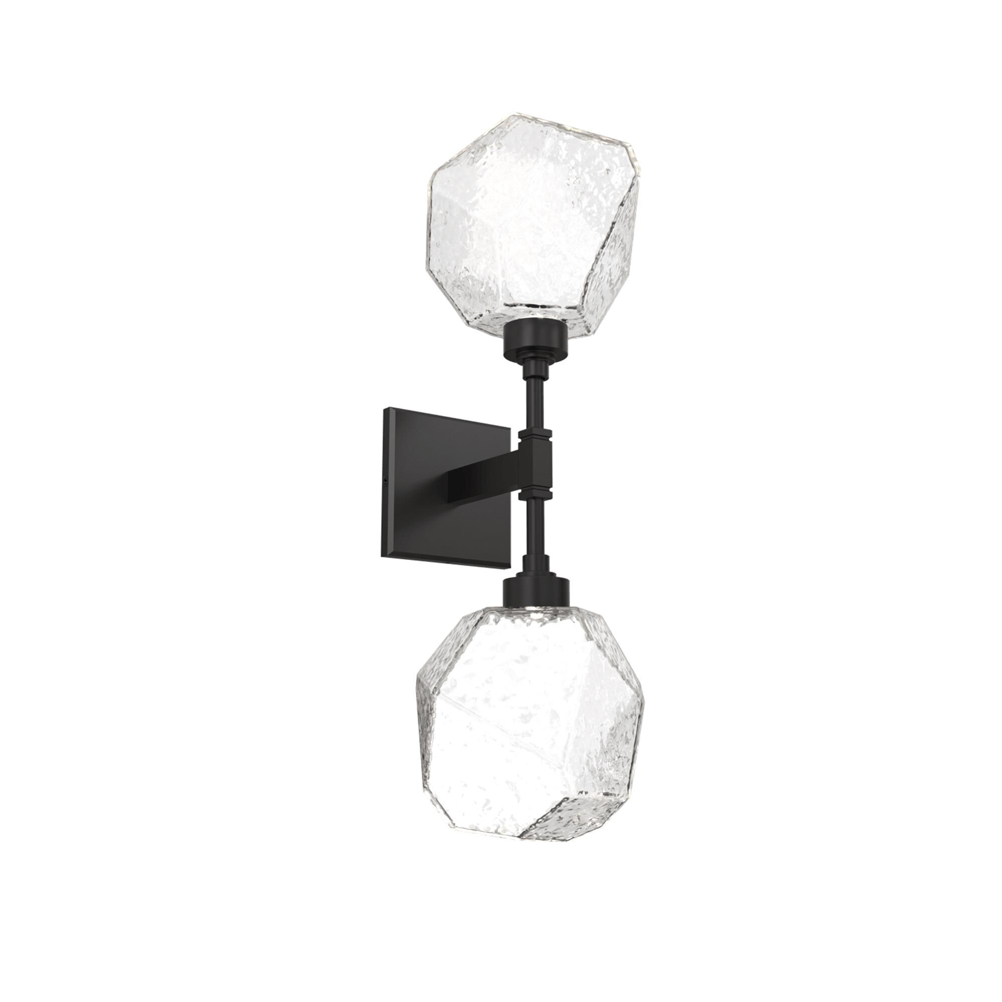 Shown in Matte Black finish and Clear Blown glass