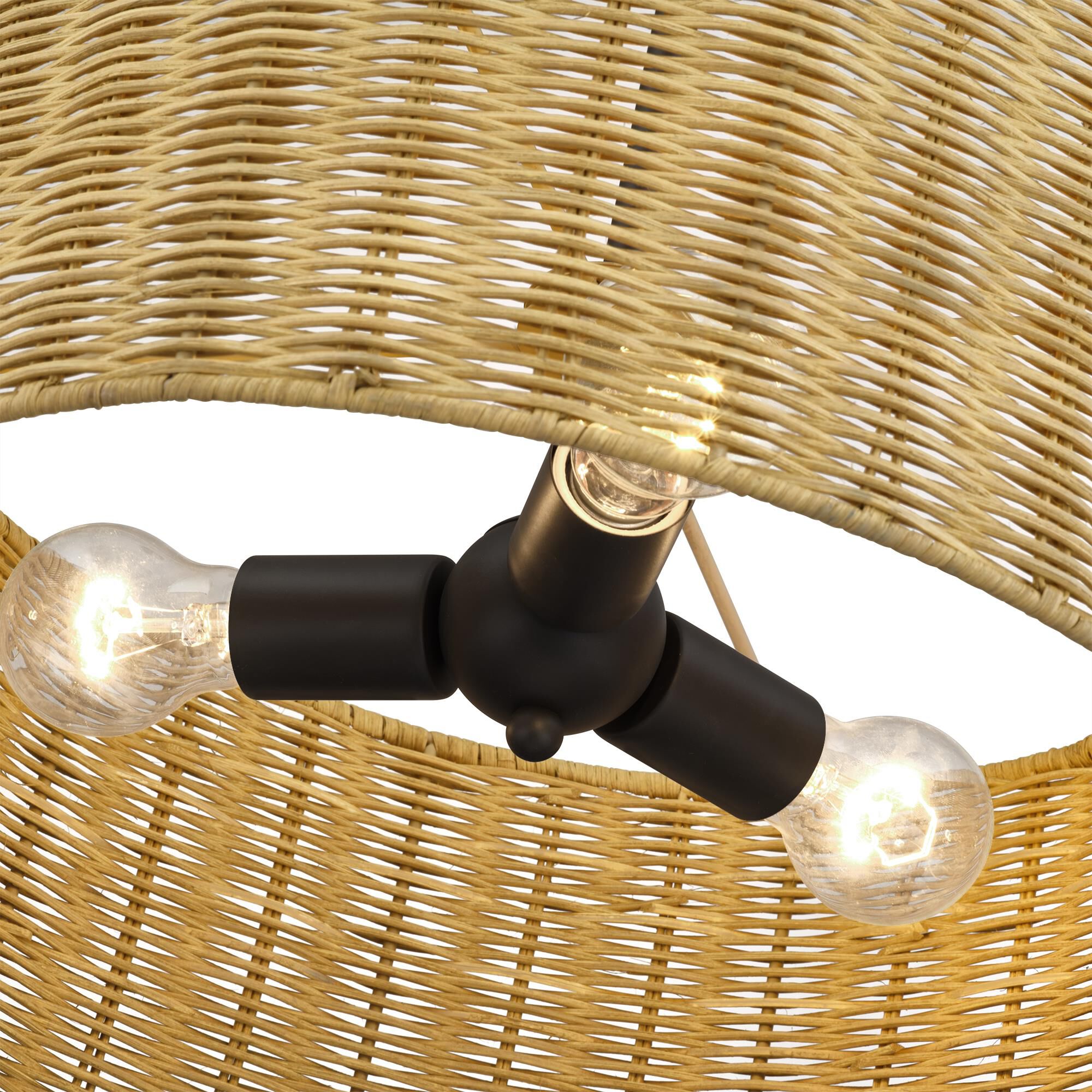 Shown in Bronze finish and Hand-Woven Rustic Walnut Color Rattan shade