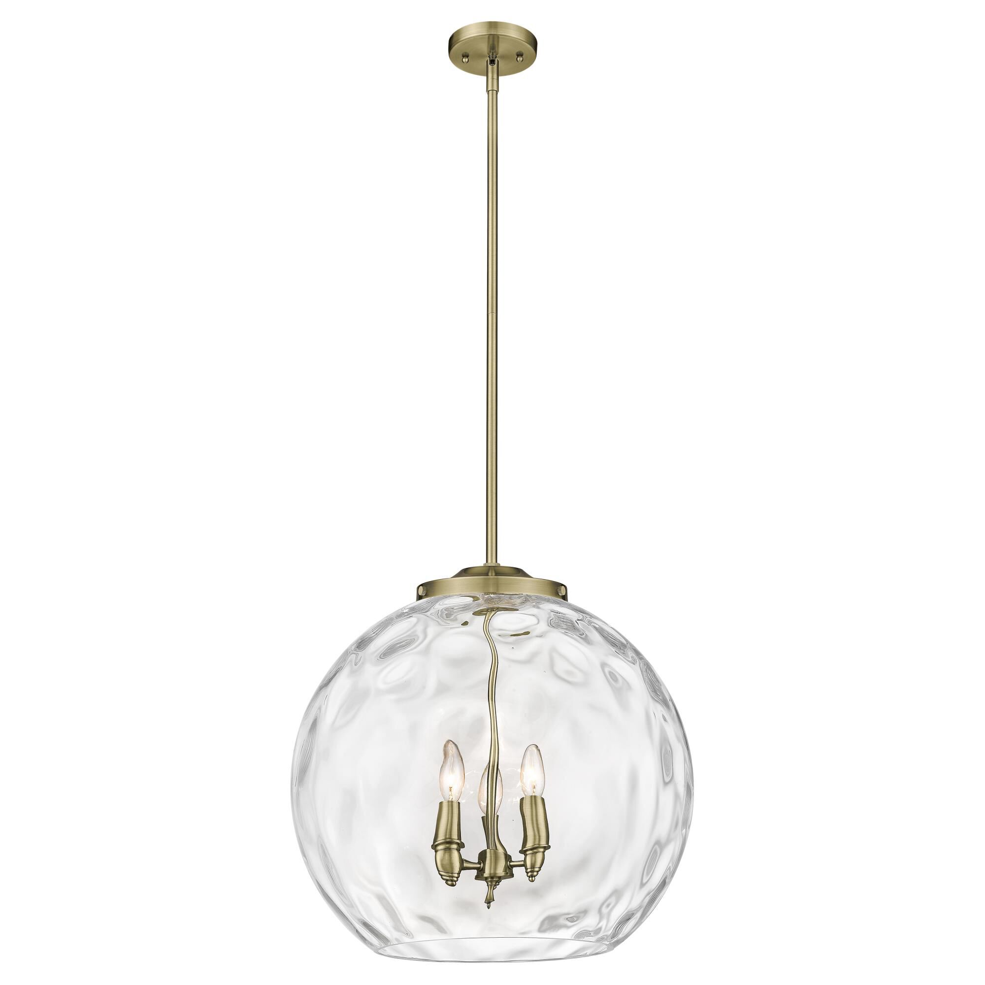 Shown in Antique Brass finish and Clear glass