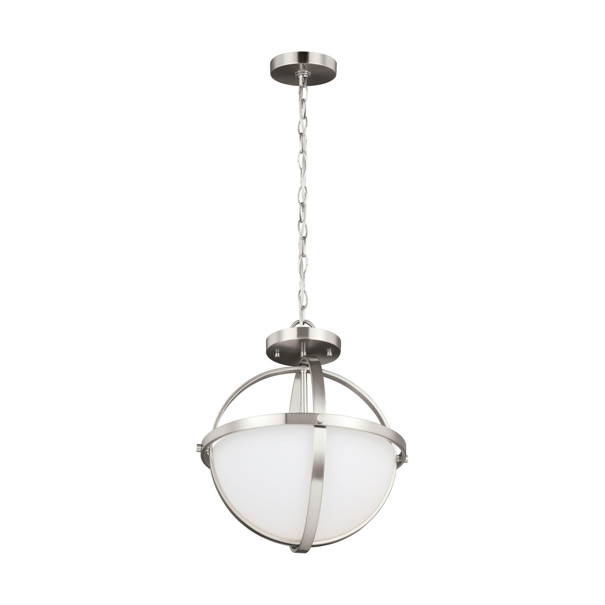 Shown in Brushed Nickel finish and Etched - White Insidehade glass