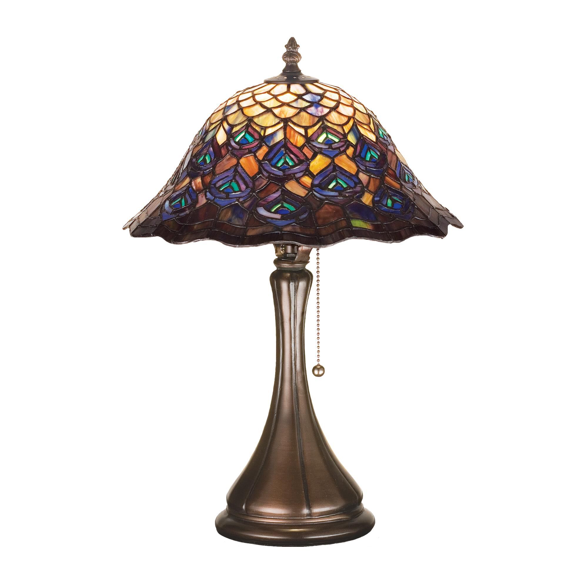 Tiffany Peacock Feather 18 Inch Table Lamp by Meyda Lighting