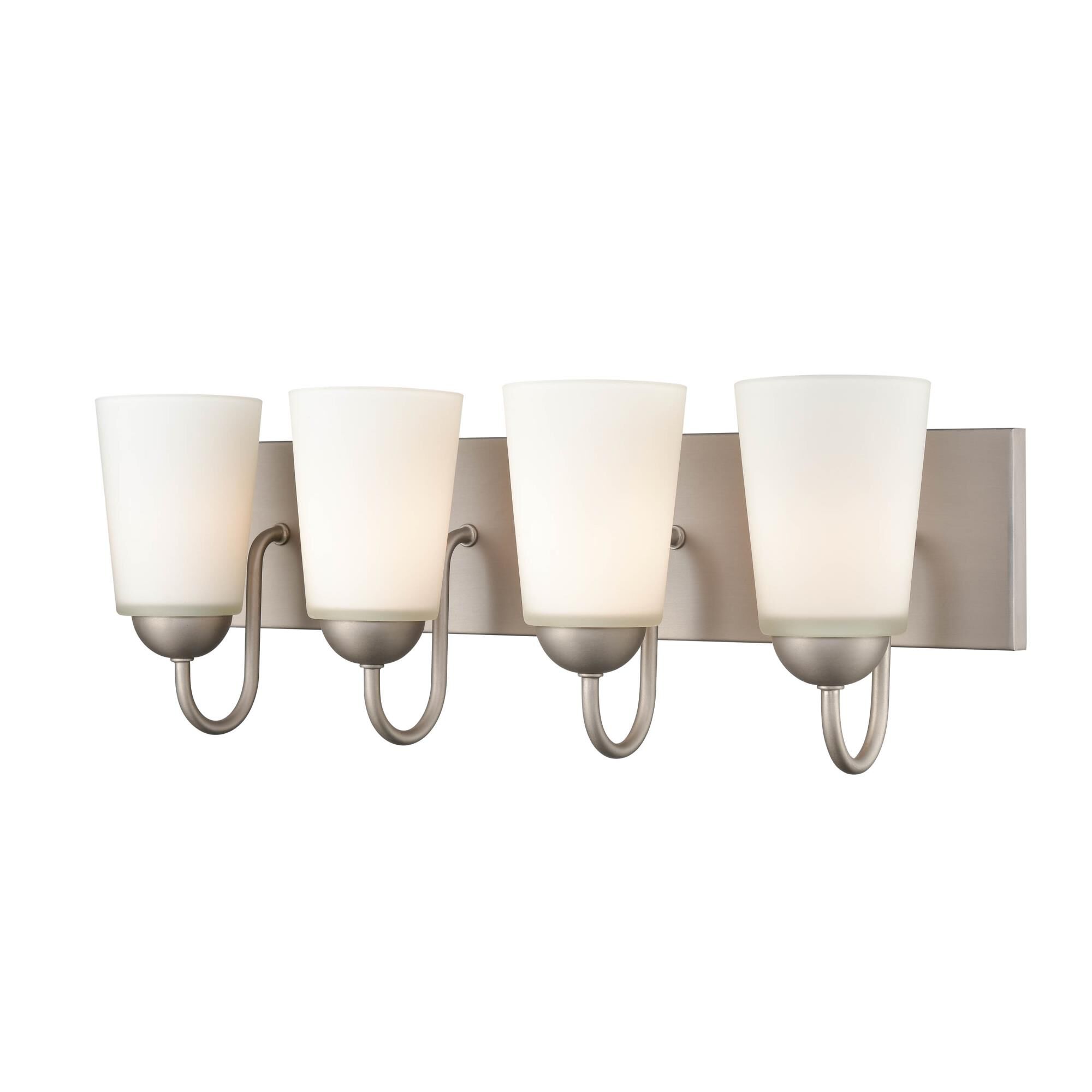 Shown in Satin Nickel finish and Etched White glass