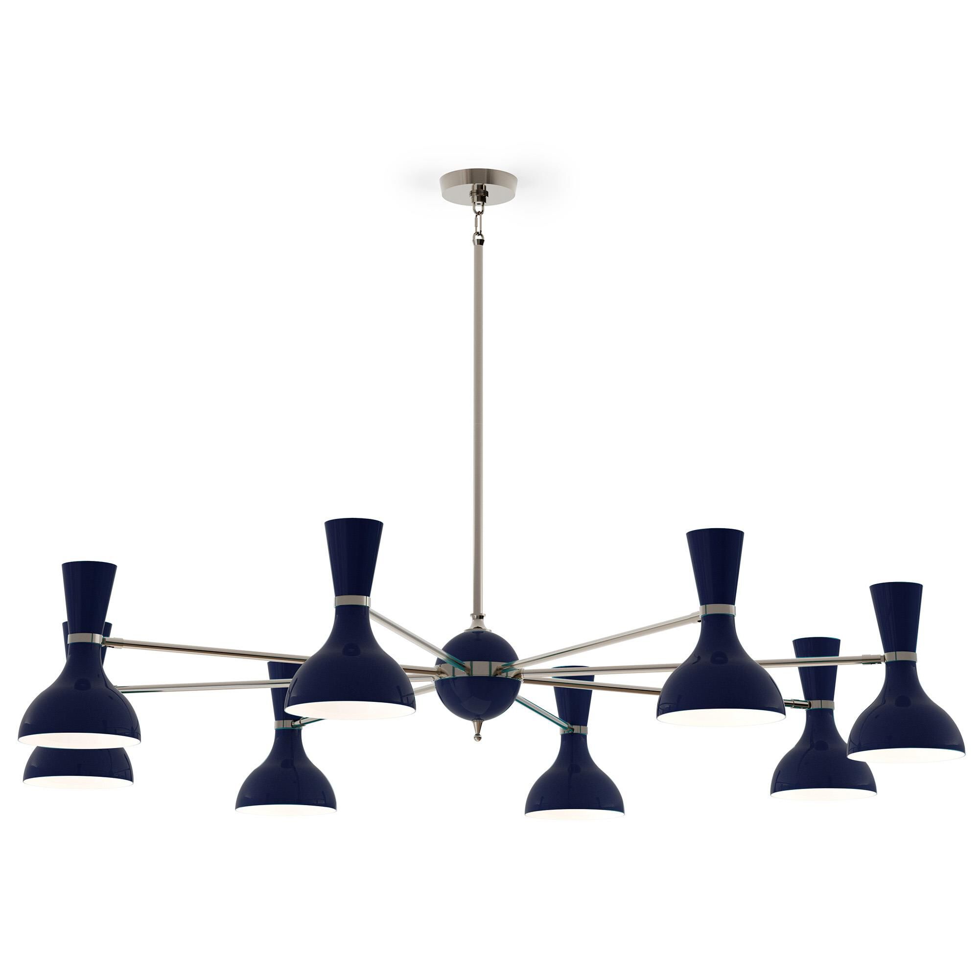 Shown in Polished Nickel finish and Midnight Blue shade