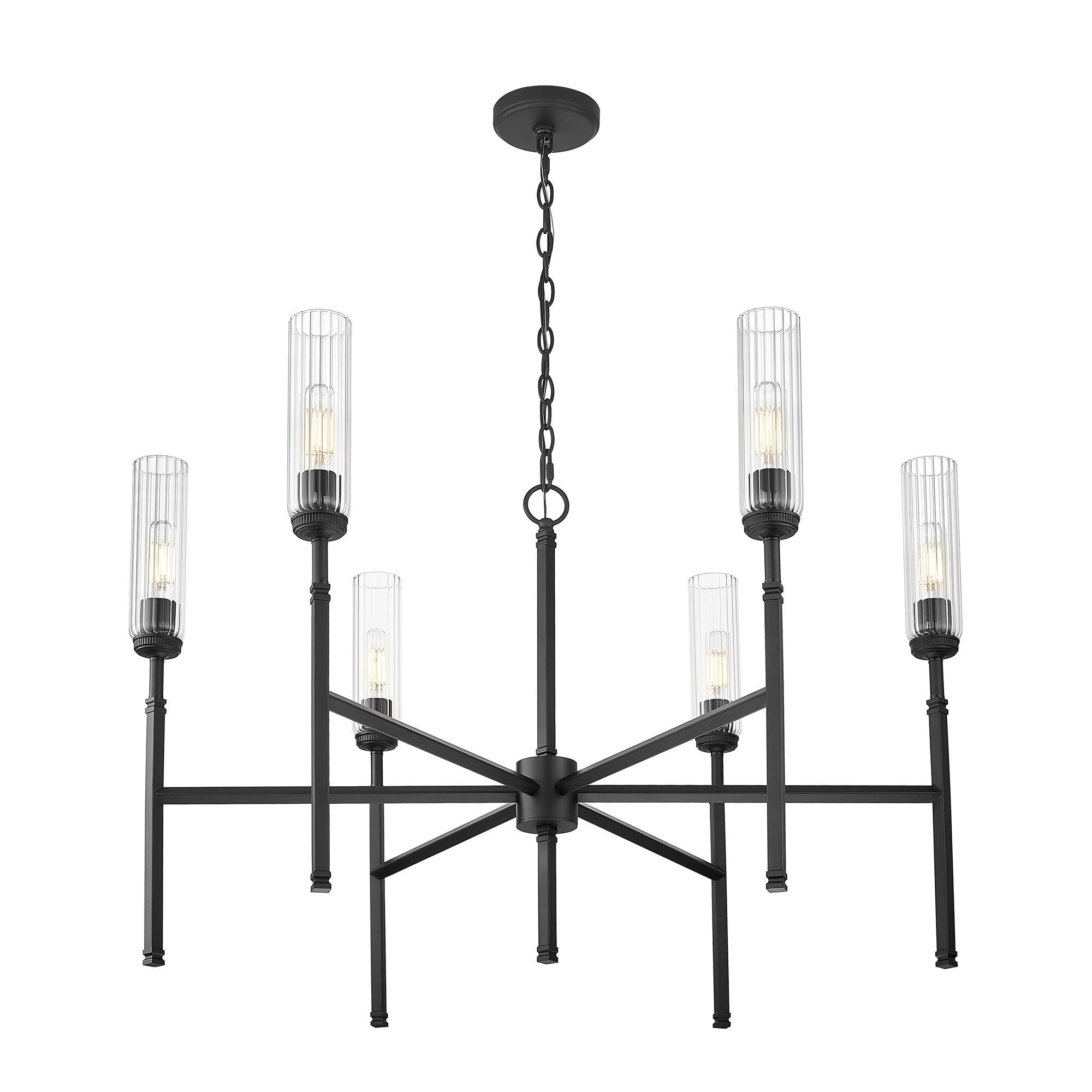 Shown in Matte Black finish and Clear glass