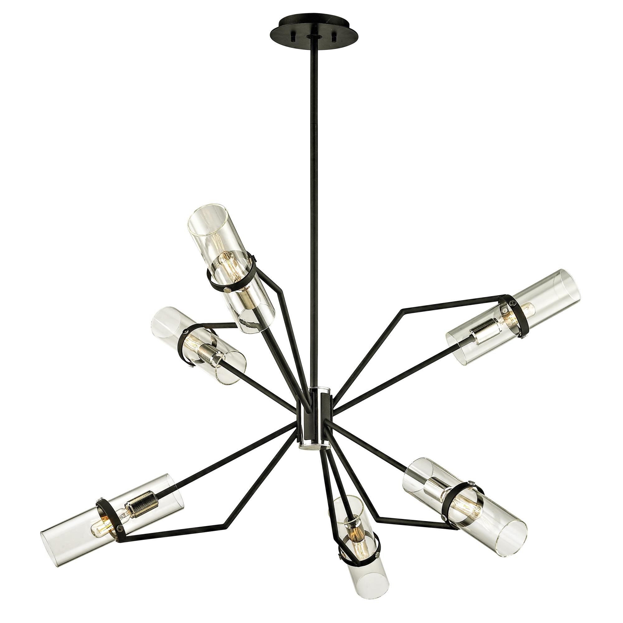 Shown in Textured Black finish and Clear glass and Polished Nickel accent