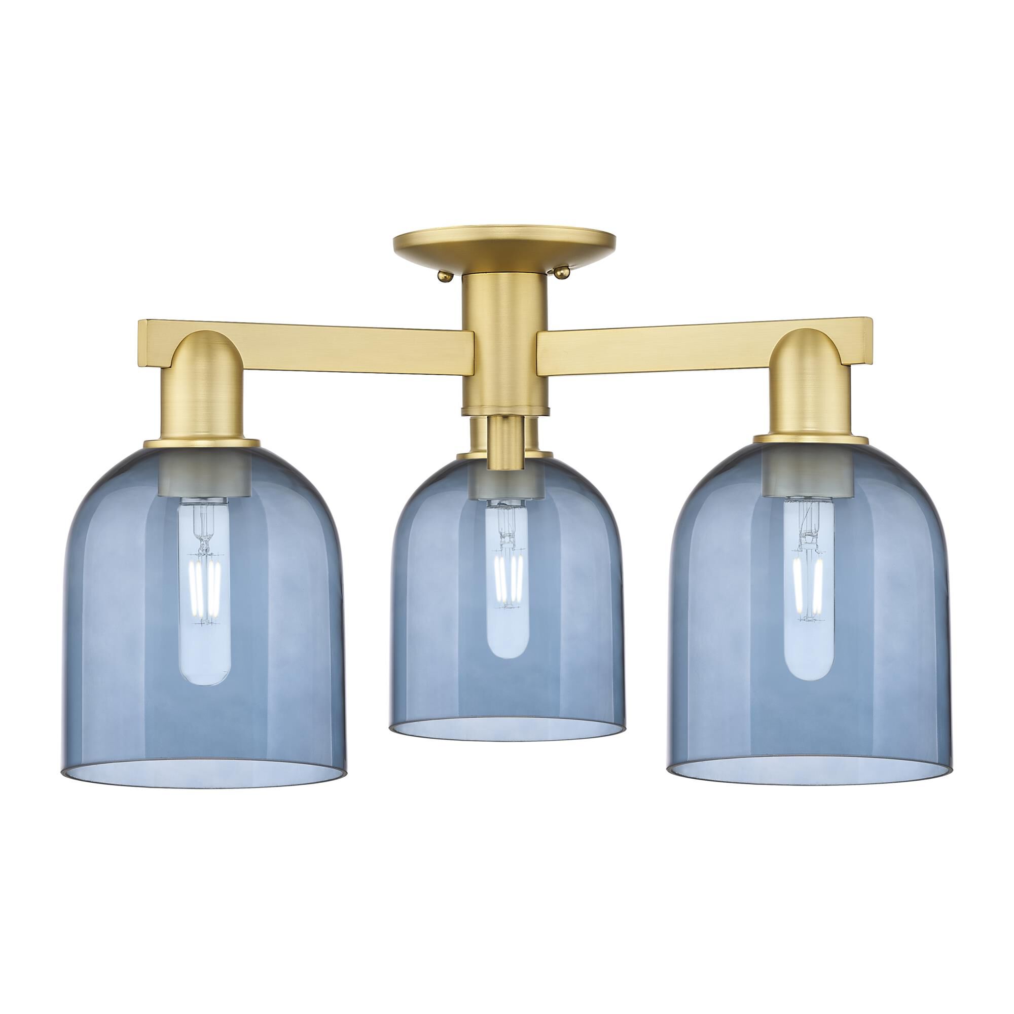 Shown in Satin Gold finish and Blue glass