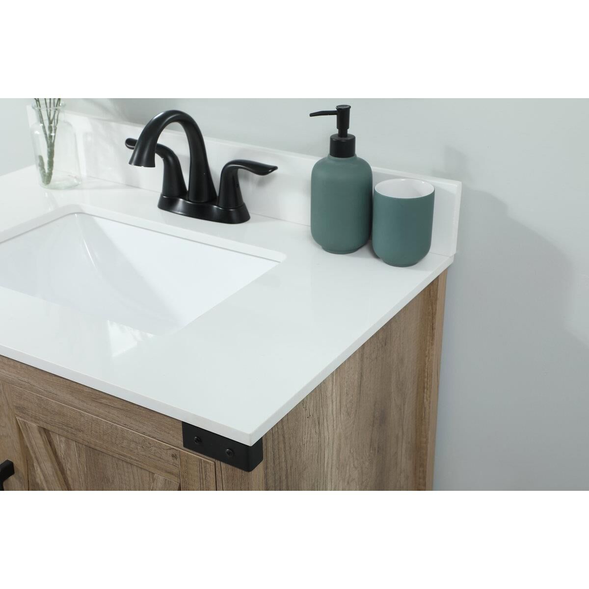 Shown in Natural Oak finish and With Backsplash accent