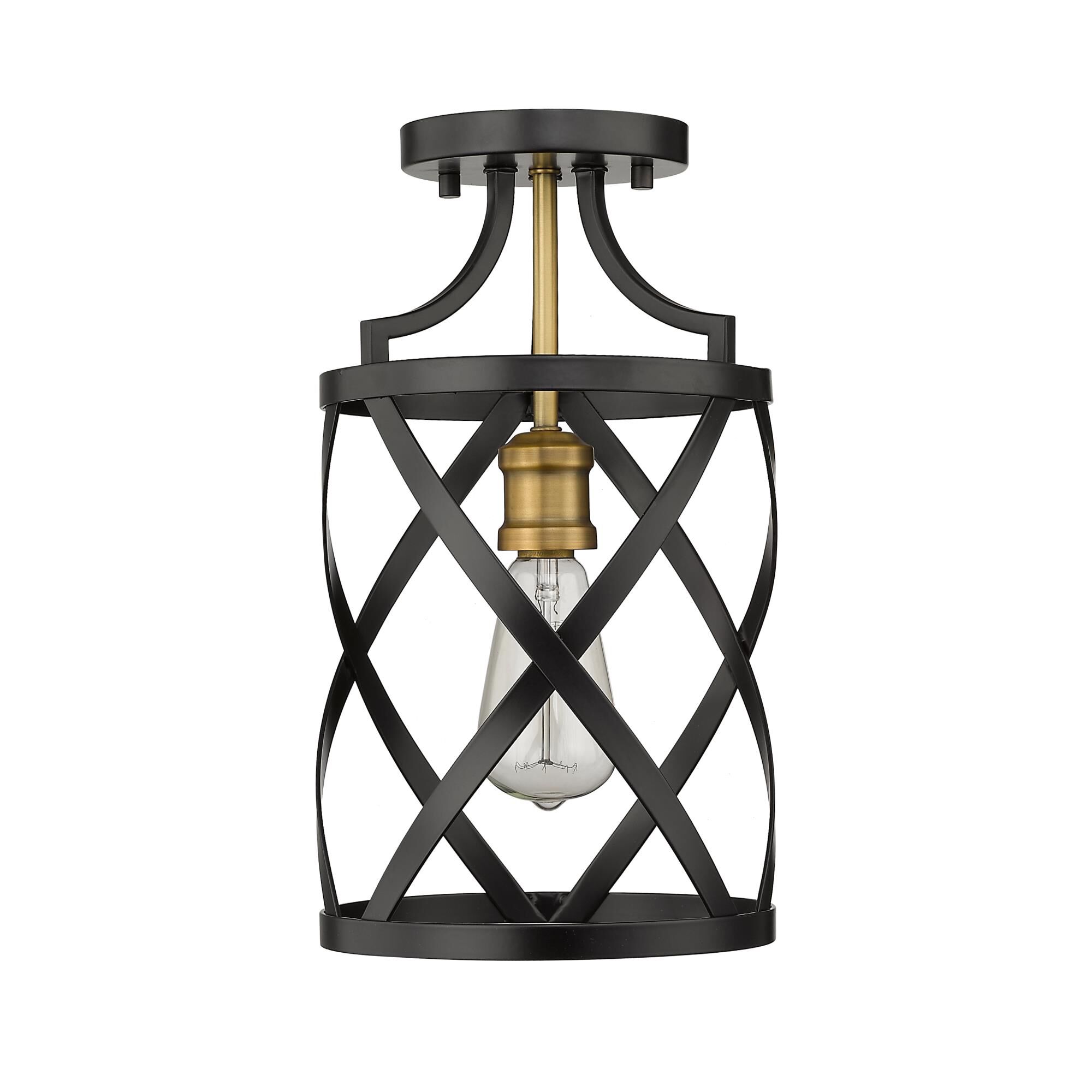 Shown in Matte Black + Olde Brass finish and --- glass and --- shade