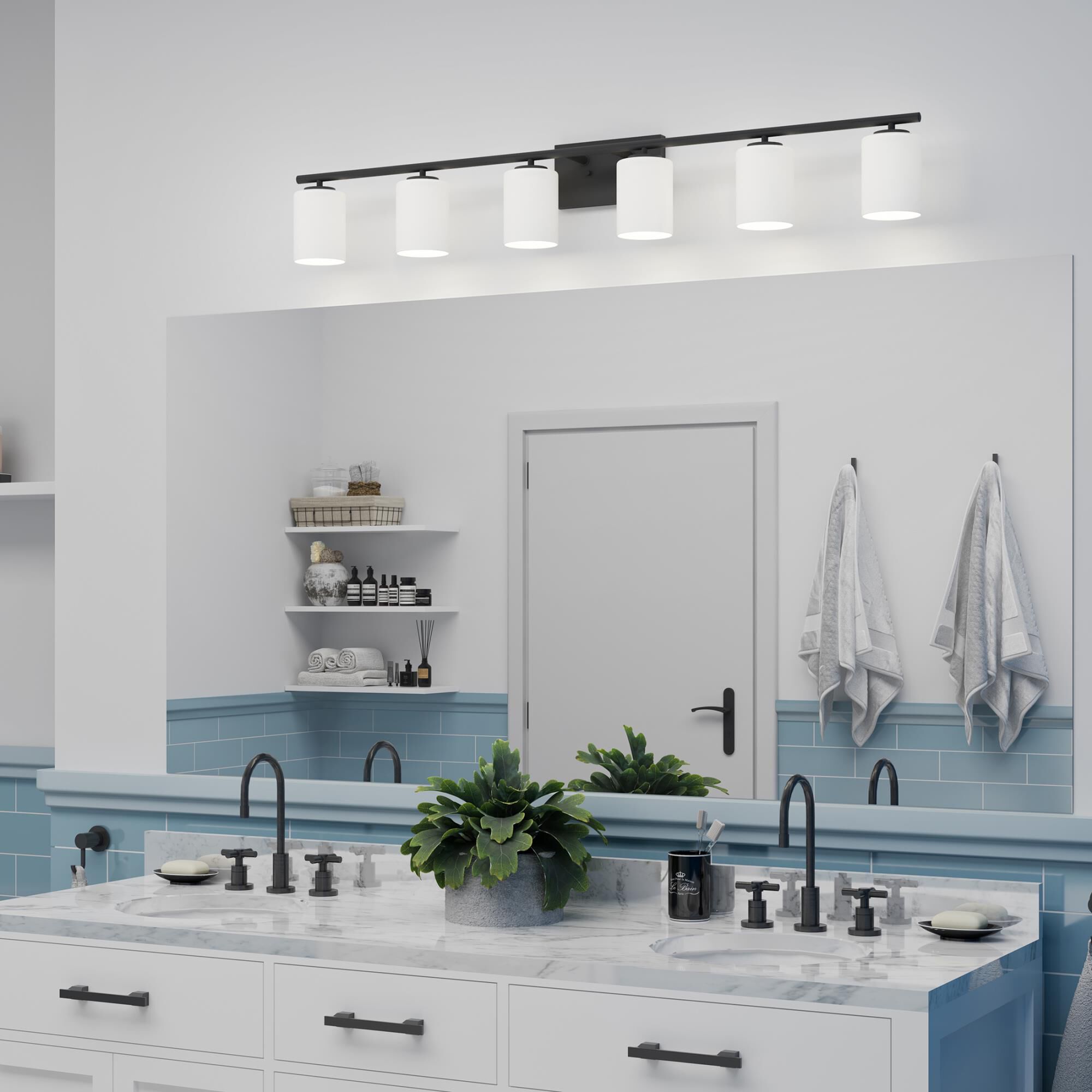 Shown in Black finish and Etched White Cylindrical glass