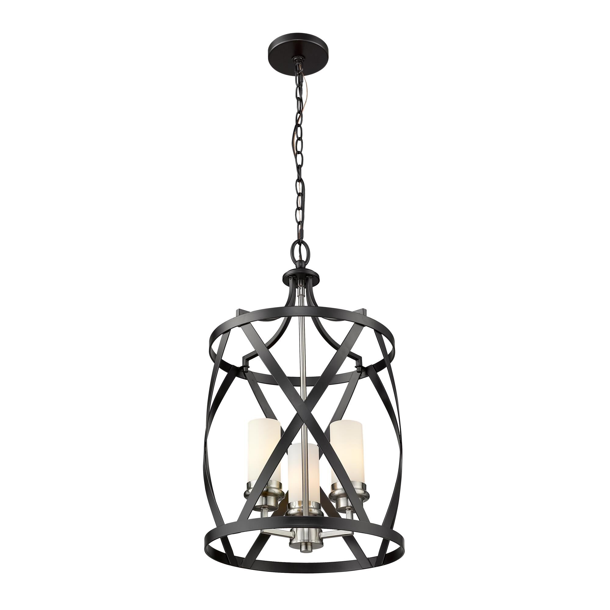 Shown in Matte Black + Brushed Nickel finish and Glass shade