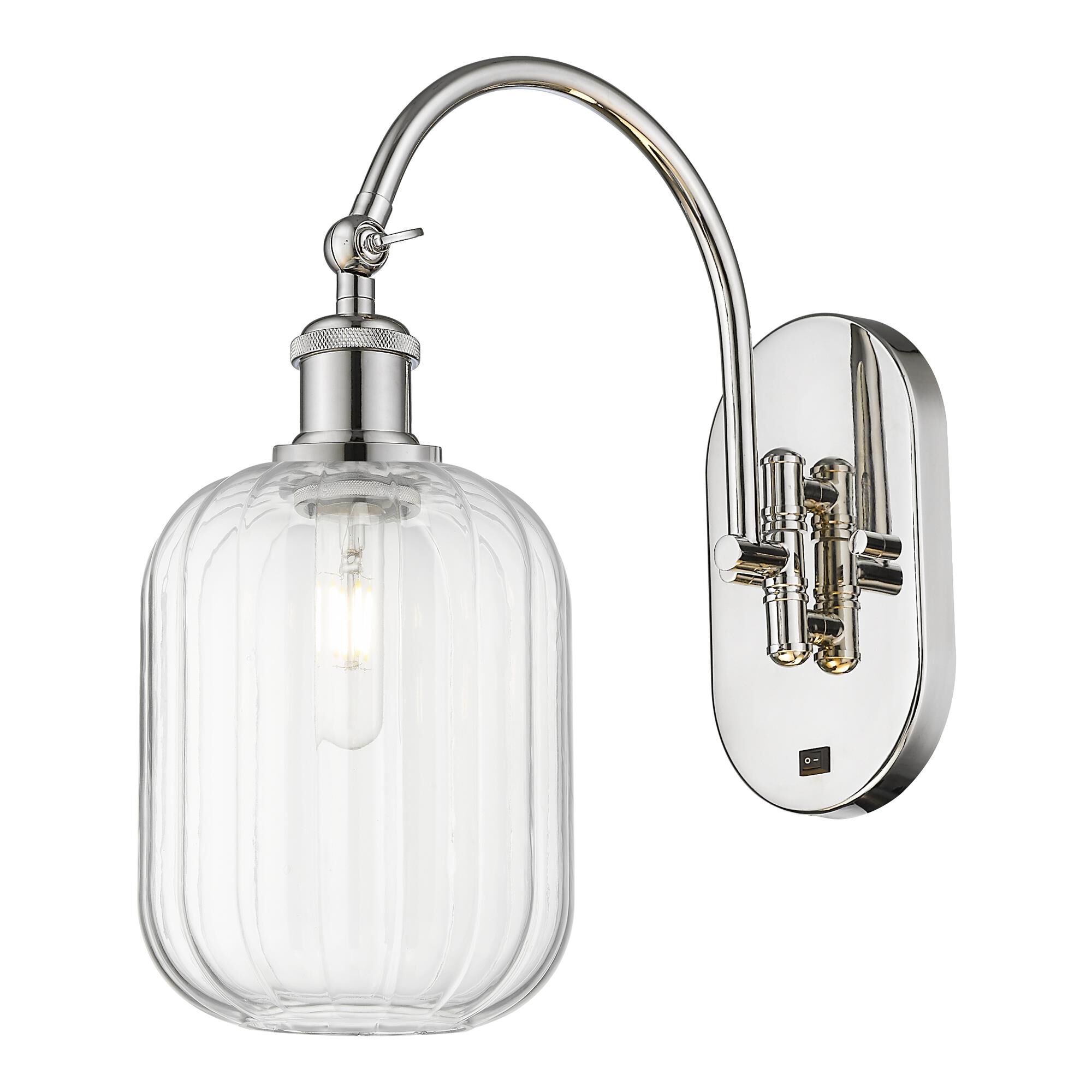 Shown in Polished Nickel finish and Clear glass