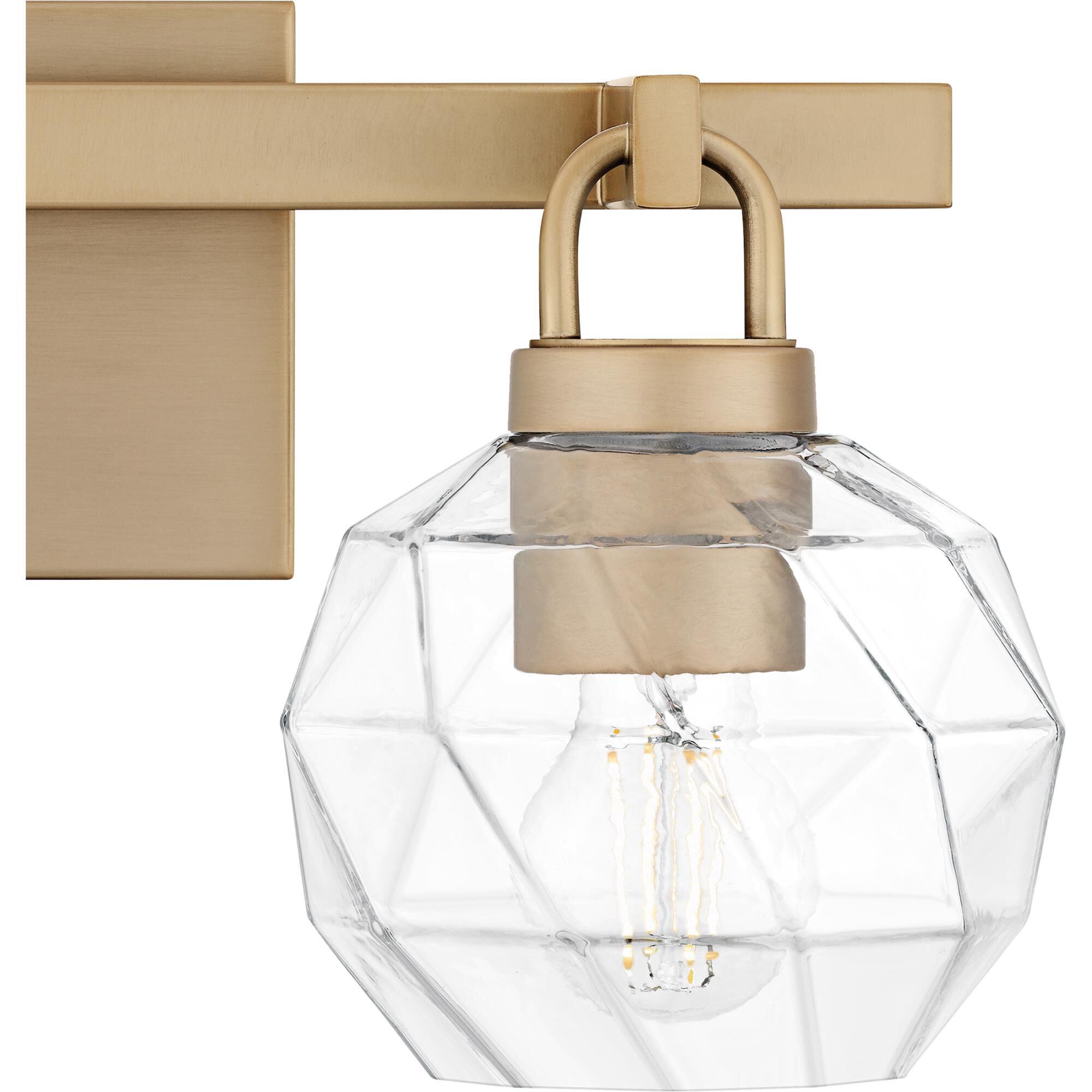 Shown in Bronze Gold finish and Clear Faceted Glass shade