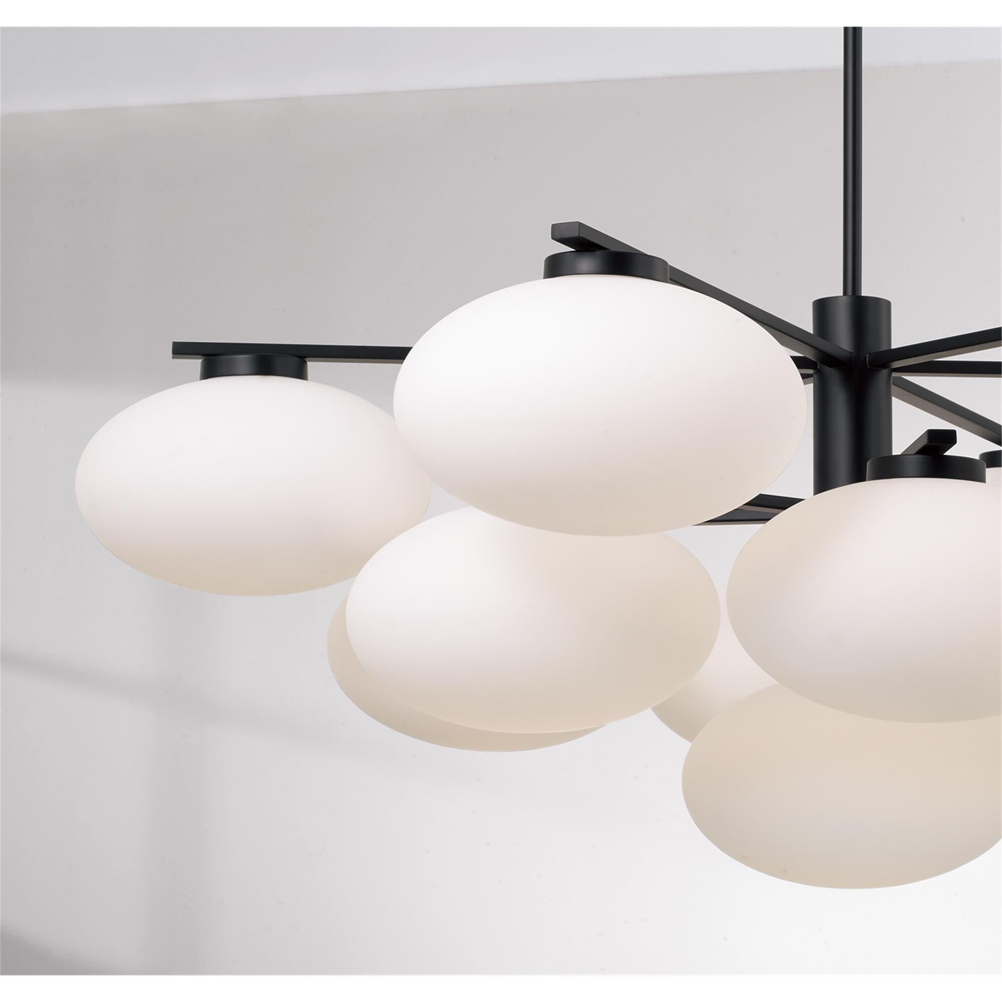 Shown in Matte Black finish and Soft White glass