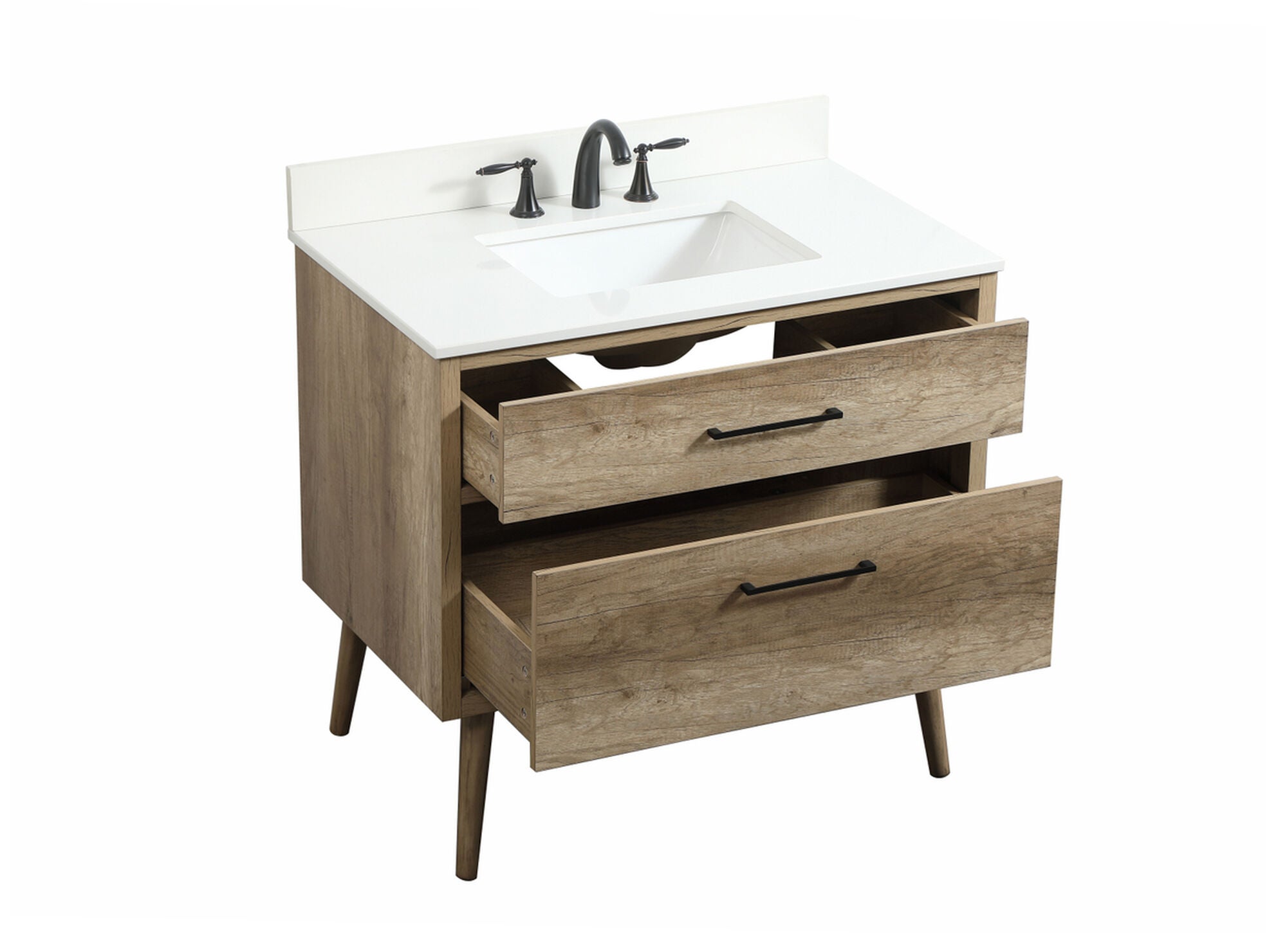 Shown in Natural Oak finish and With Backsplash accent