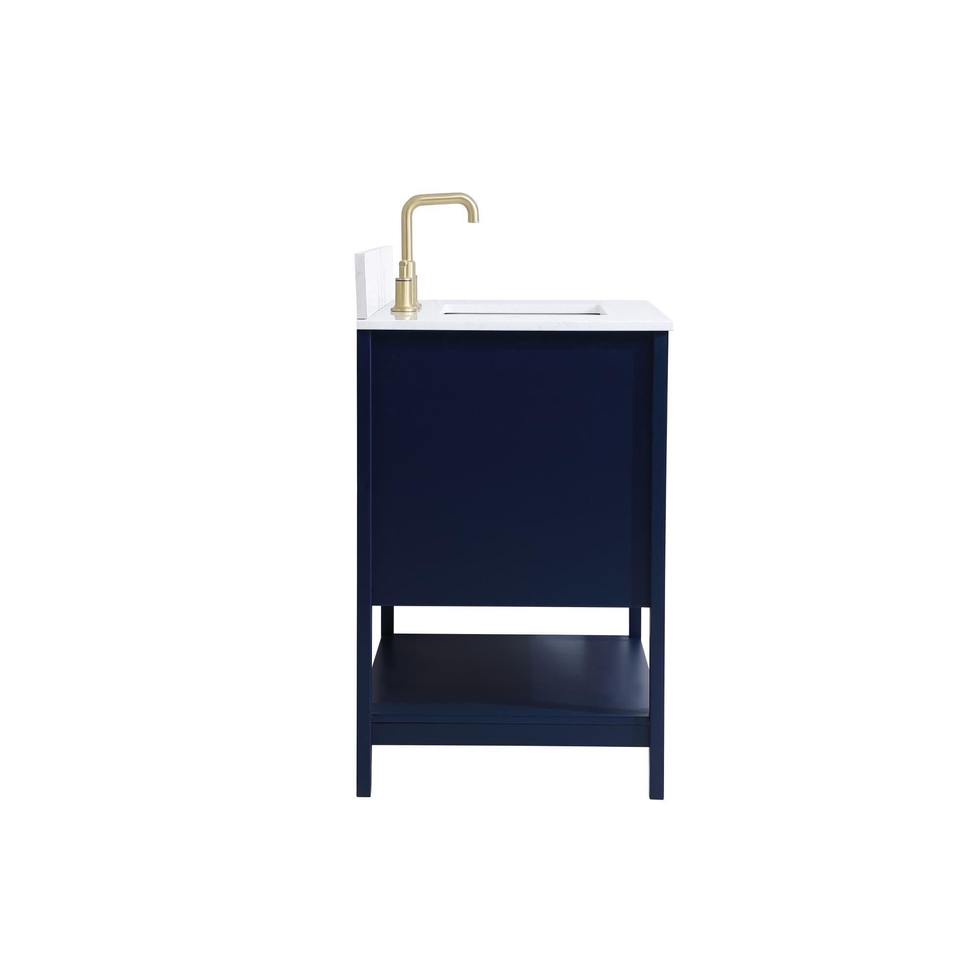 Shown in Blue And Gold With Calacatta Quartz finish