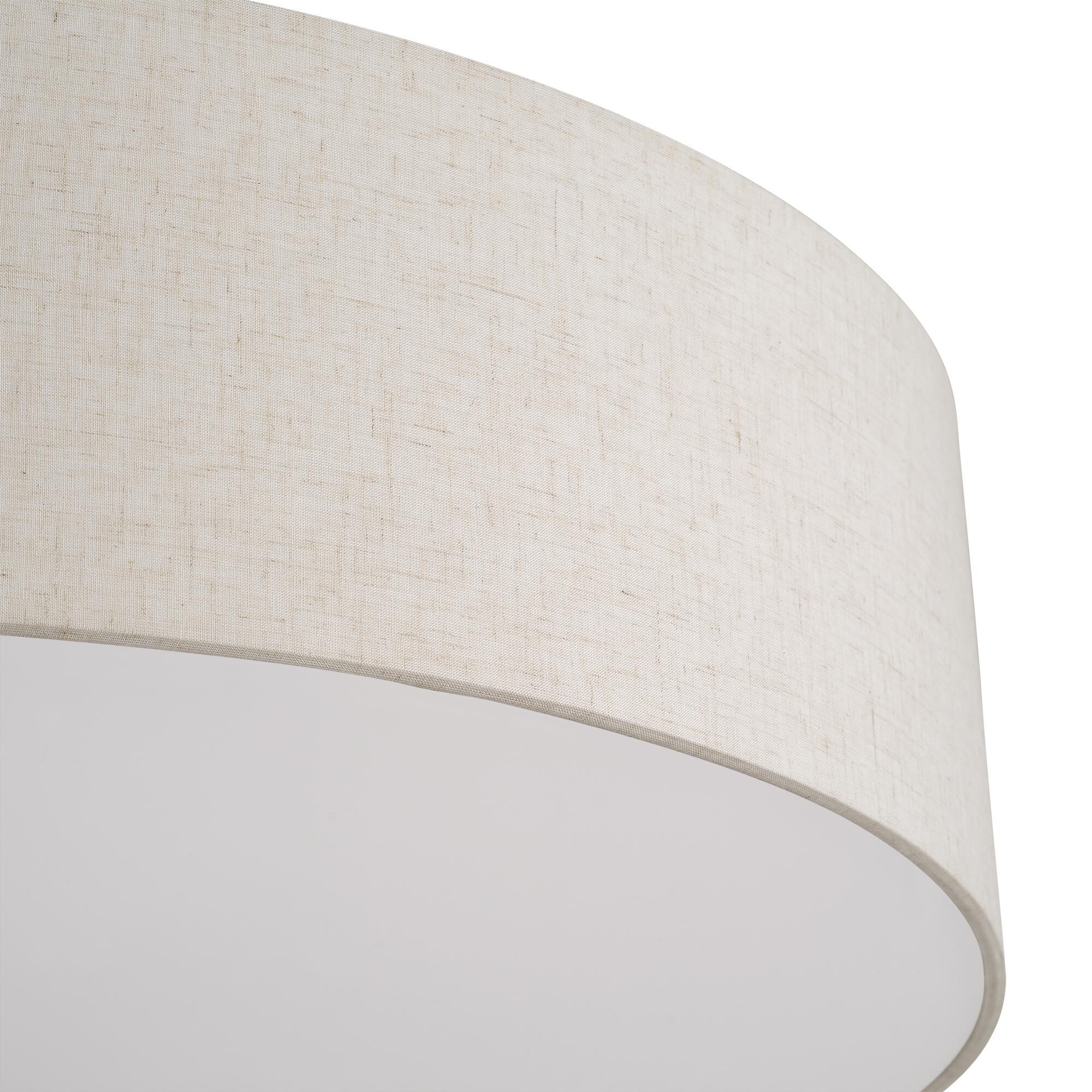 Shown in Antique Brass finish and Hand Crafted Oatmeal Color Fabric with White Color Inside shade