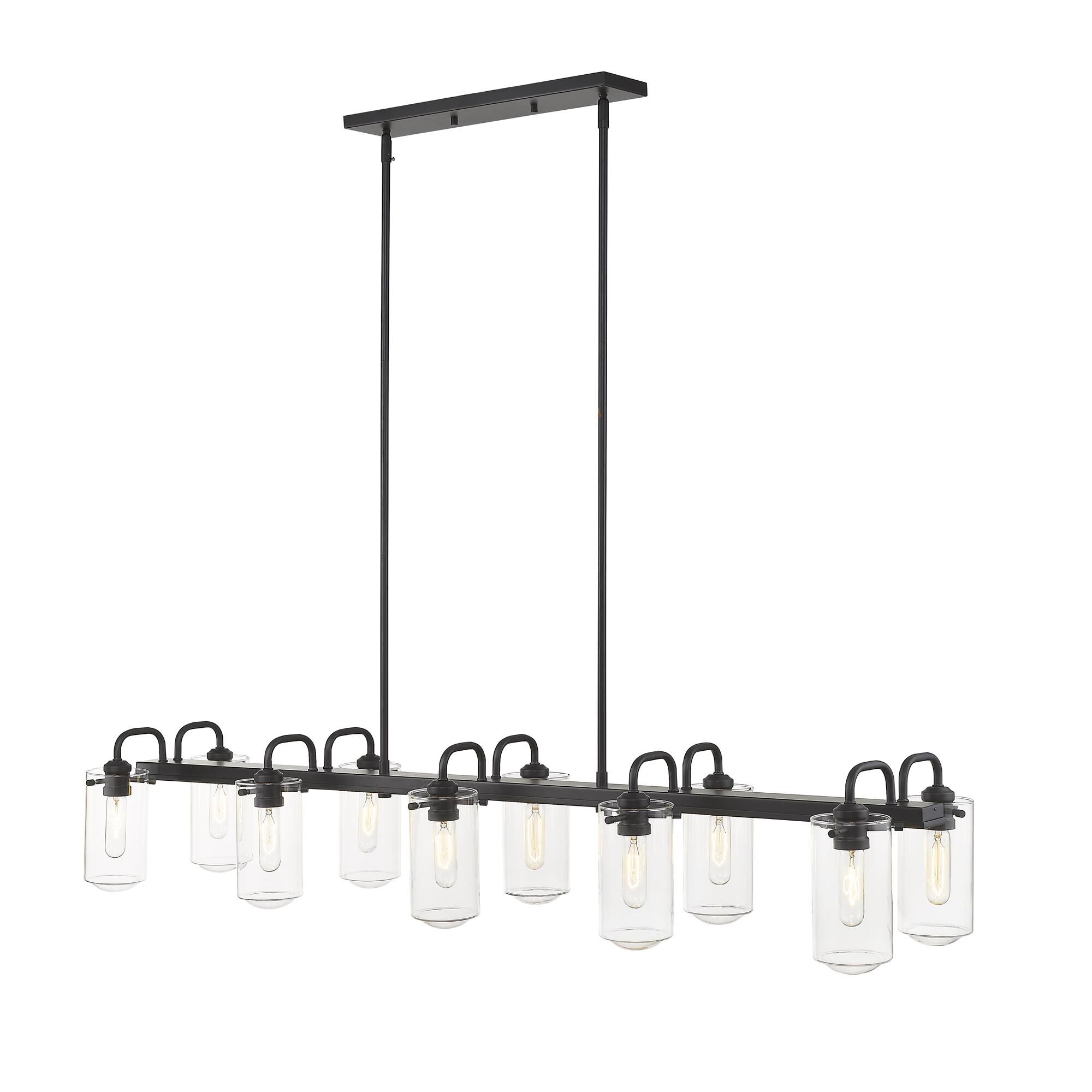 Shown in Matte Black finish and Glass shade