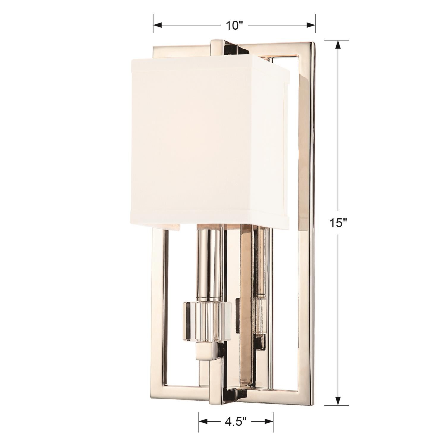 Shown in Polished Nickel finish and Cubes crystal and White Linen glass and White Linen shade