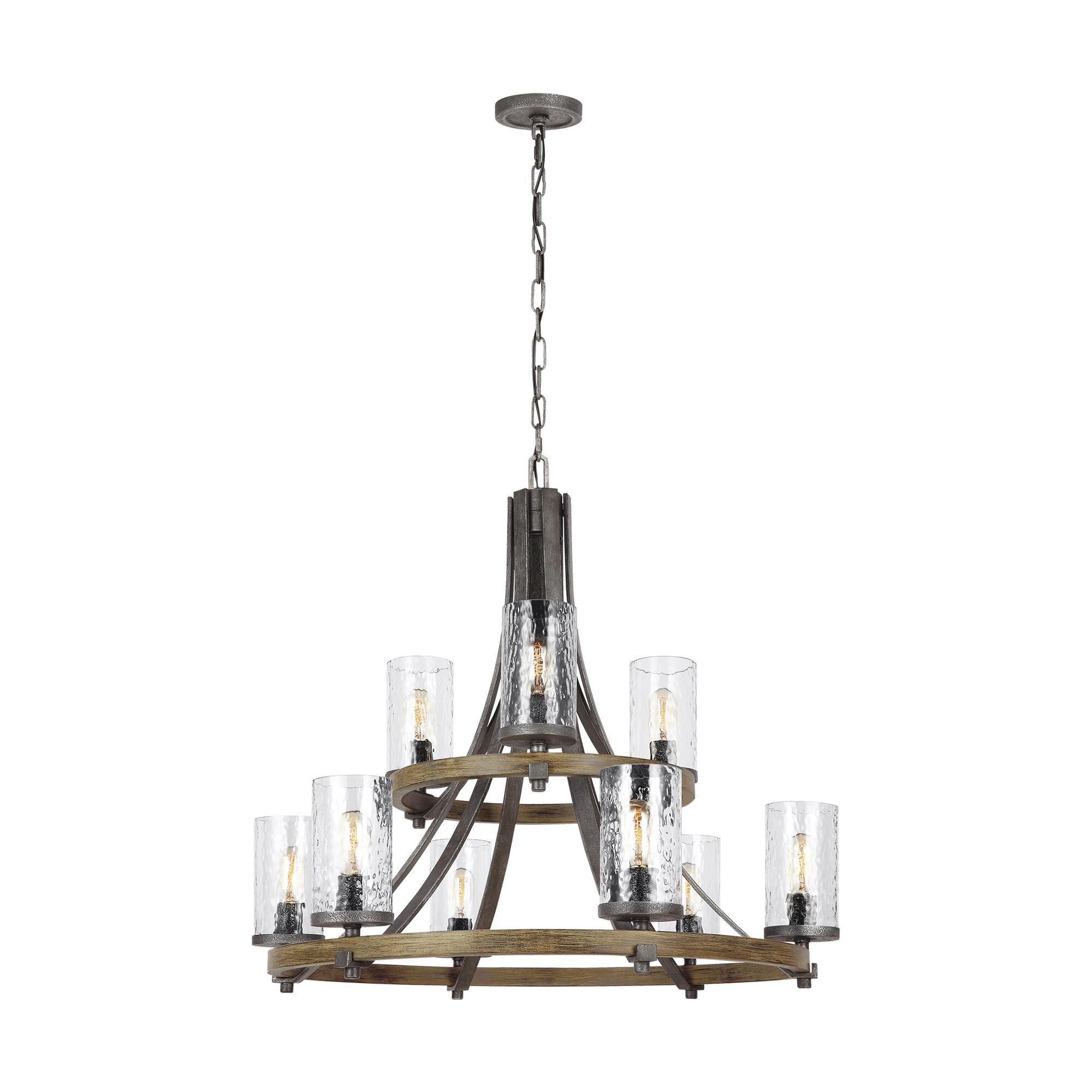 Shown in Distressed Weathered Oak - Slate Grey Metal finish and Clear Thick Wavy glass