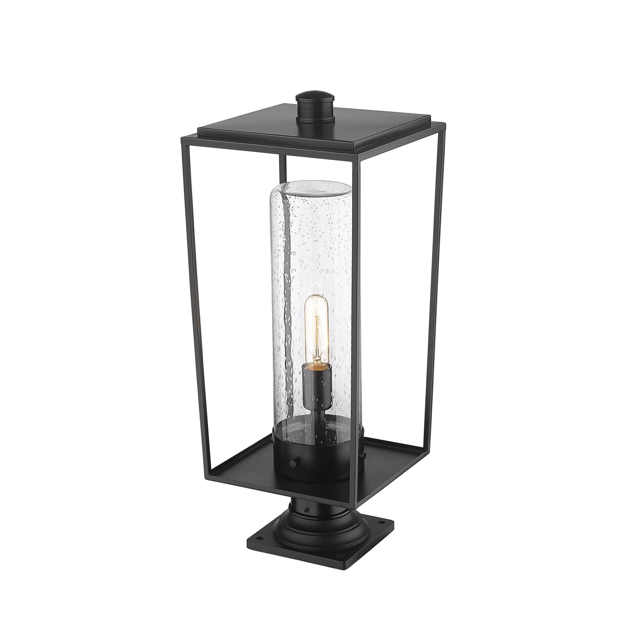 Shown in Black finish and Glass shade