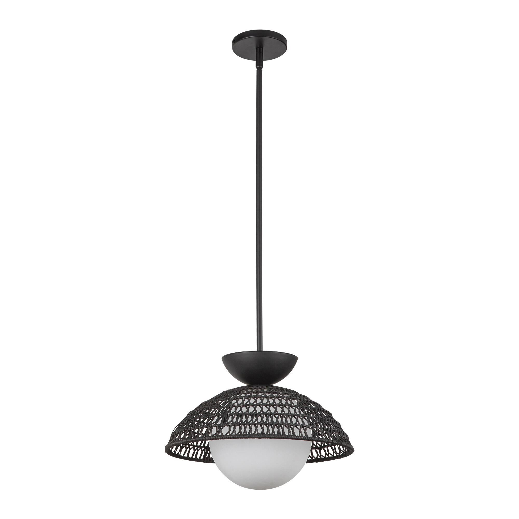 Shown in Brushed Gold/Opal Glass|matte Black/Opal Glass|white/Opal Glass finish and Opal glass and Rattan shade