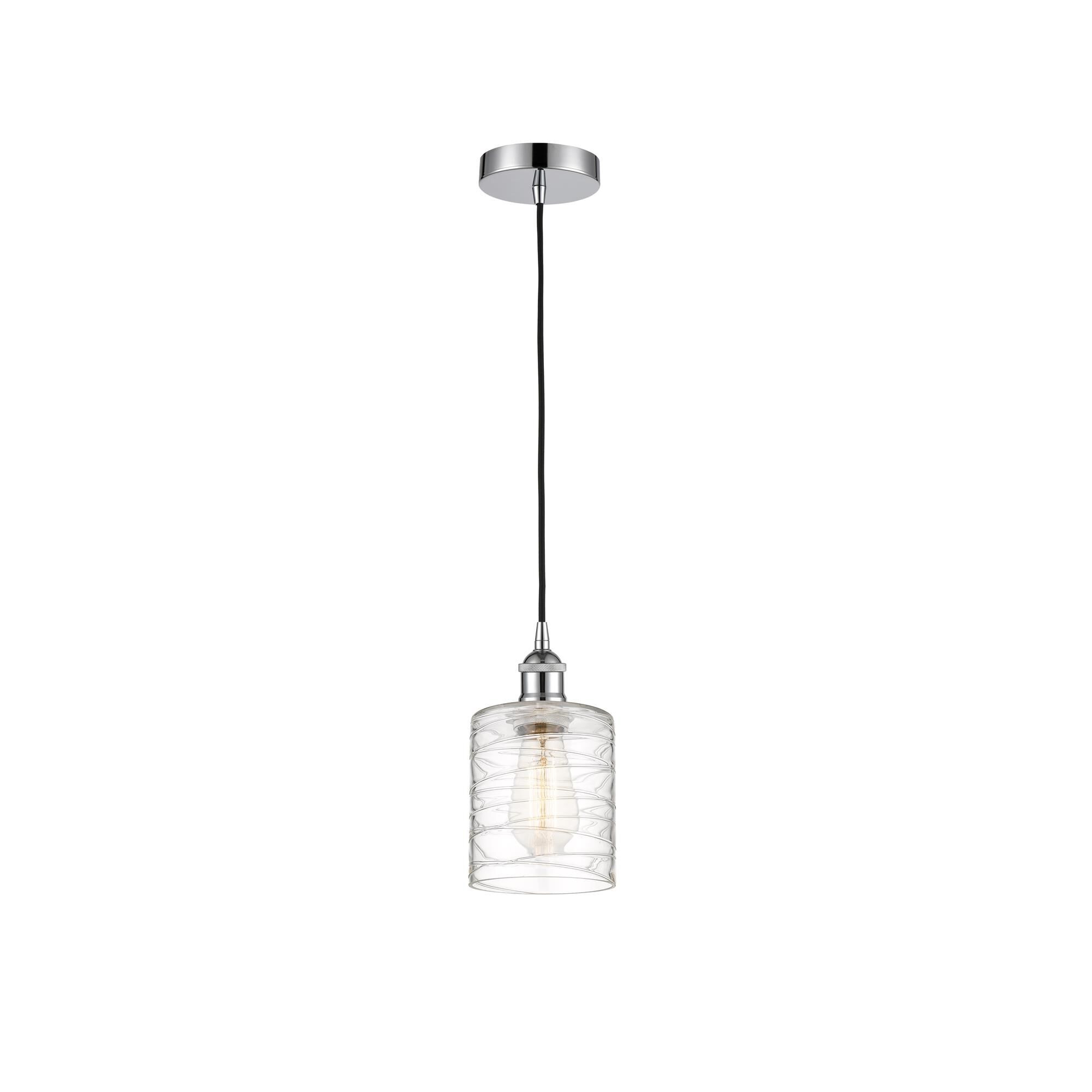 Shown in Polished Chrome finish and Deco Swirl glass