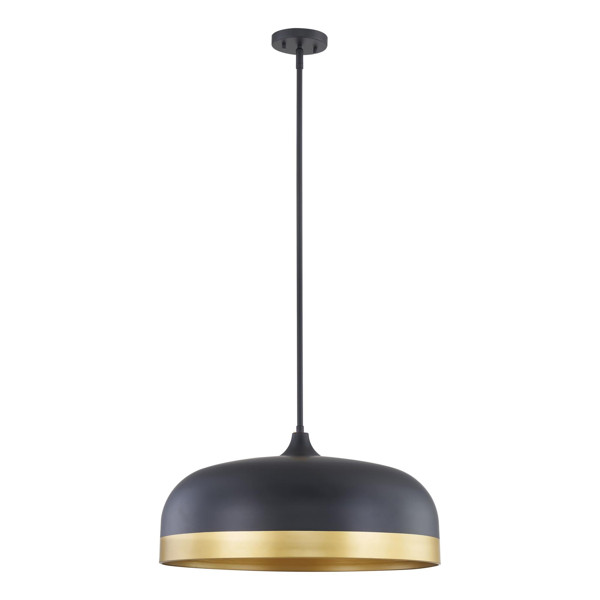 Shown in Matte Black finish and  Painted Gold shade