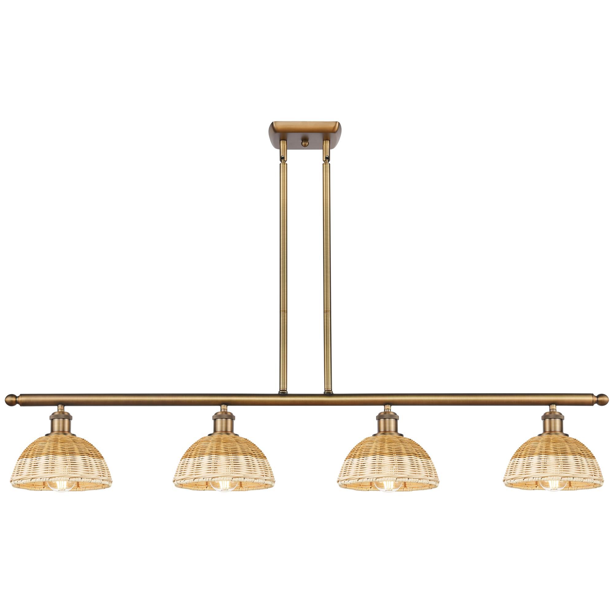 Shown in Brushed Brass finish and Natural shade
