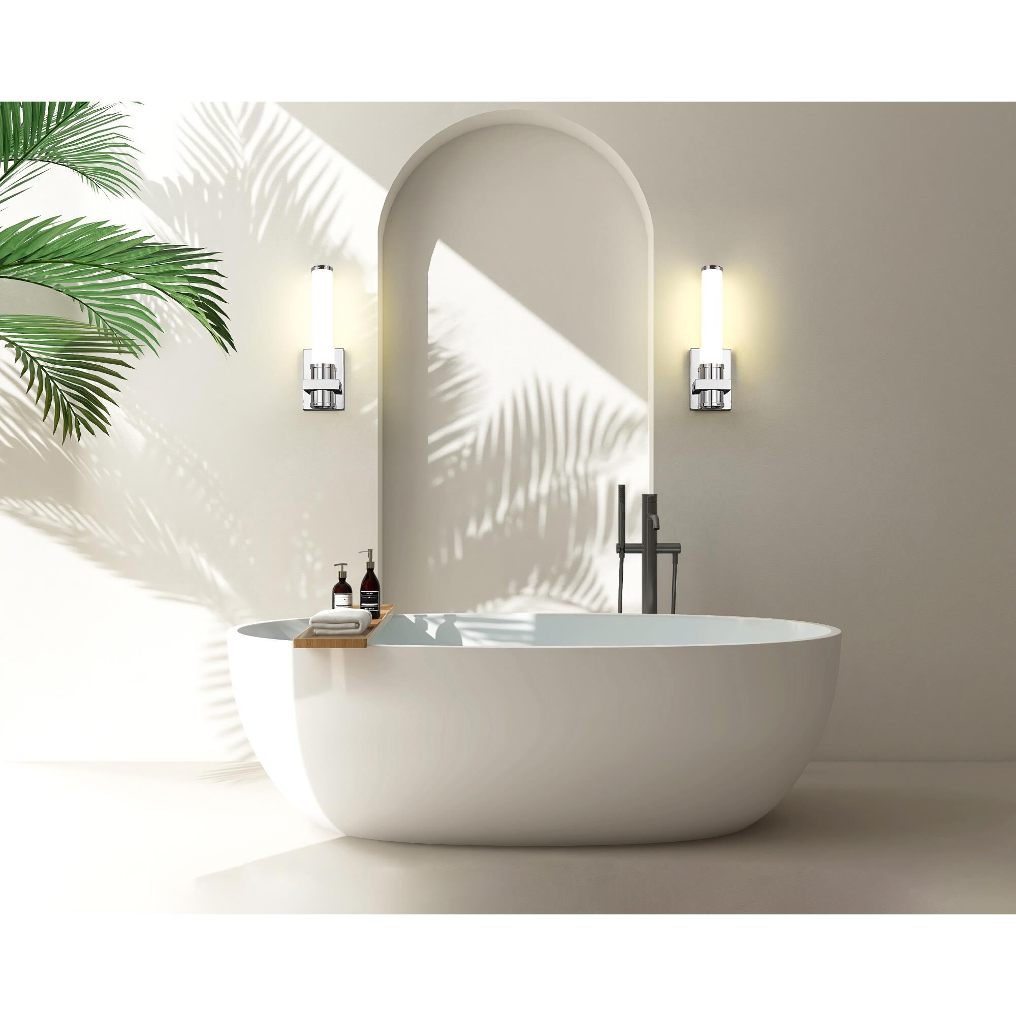 Shown in Chrome finish and Opal White glass and Opal White shade