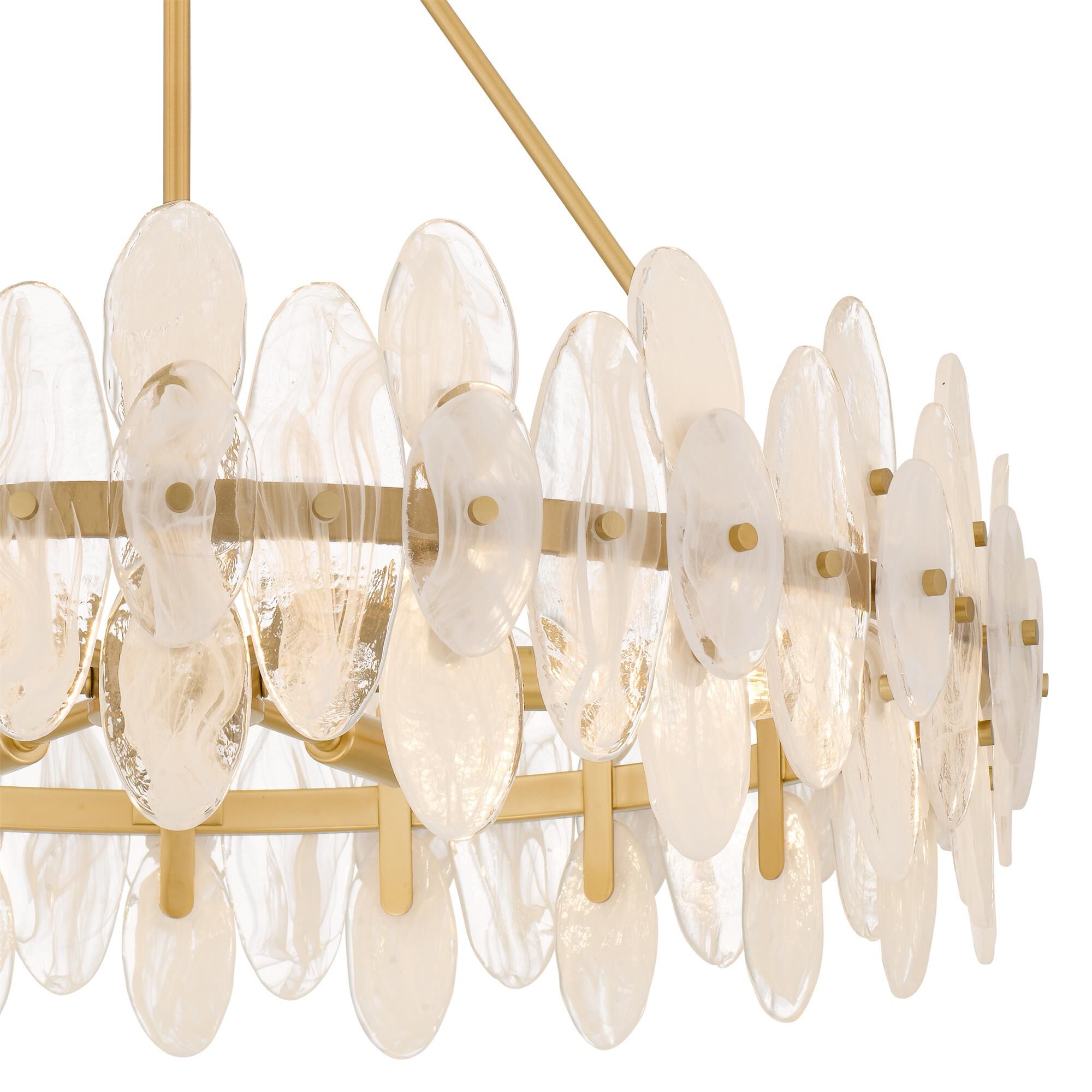 Shown in Brushed Gold finish and Glass shade